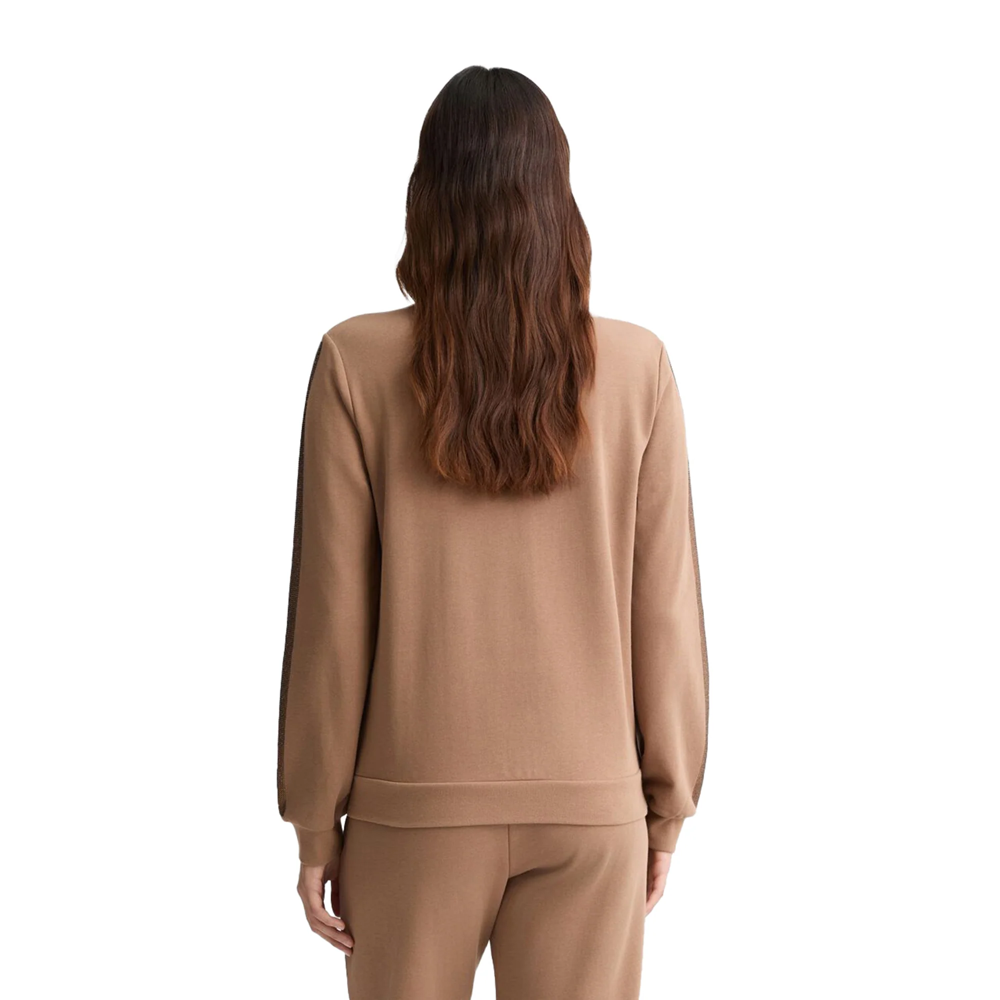 Felpa Donna con zip e strass Marrone - Image 3