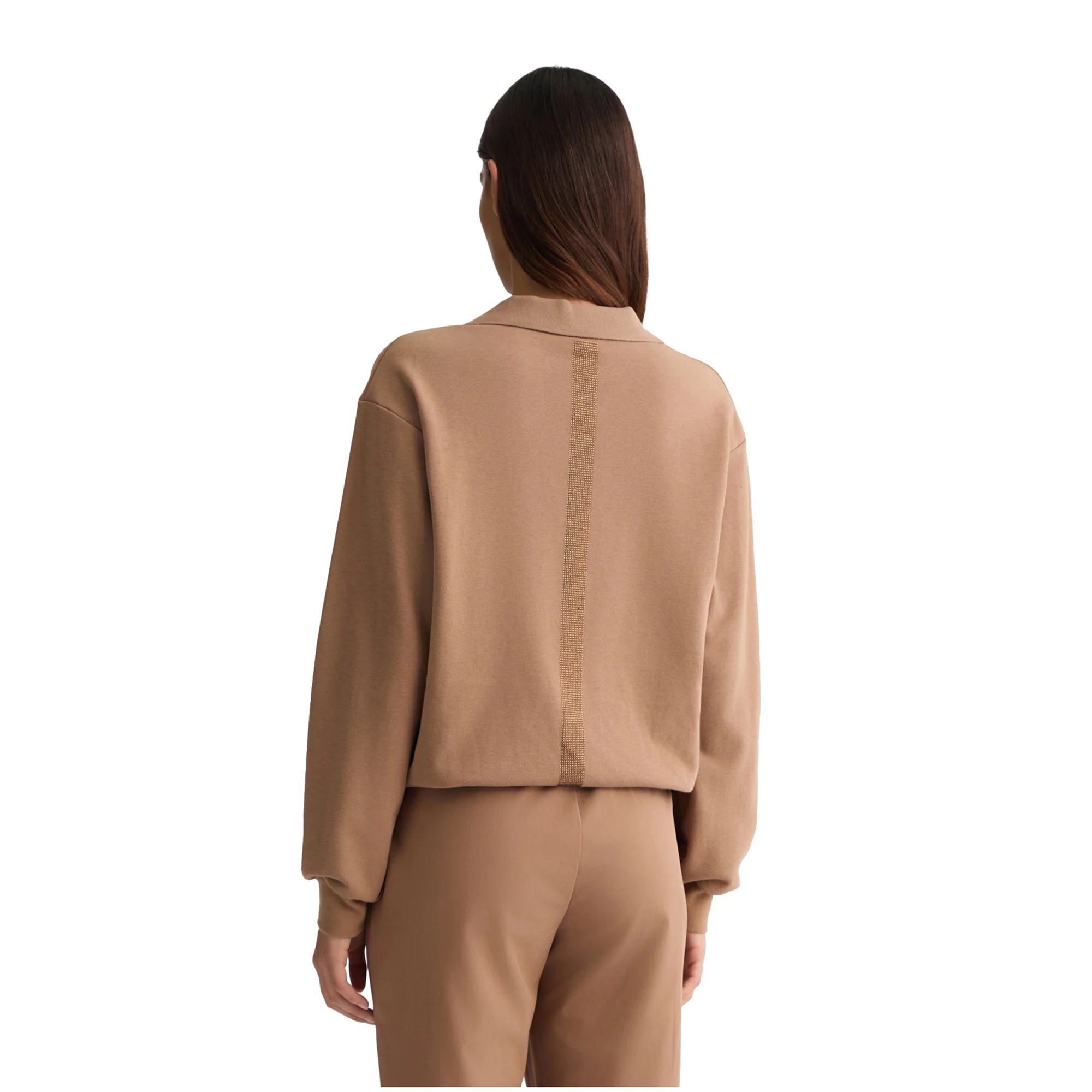 Felpa Donna con dettagli strass Marrone - Image 3