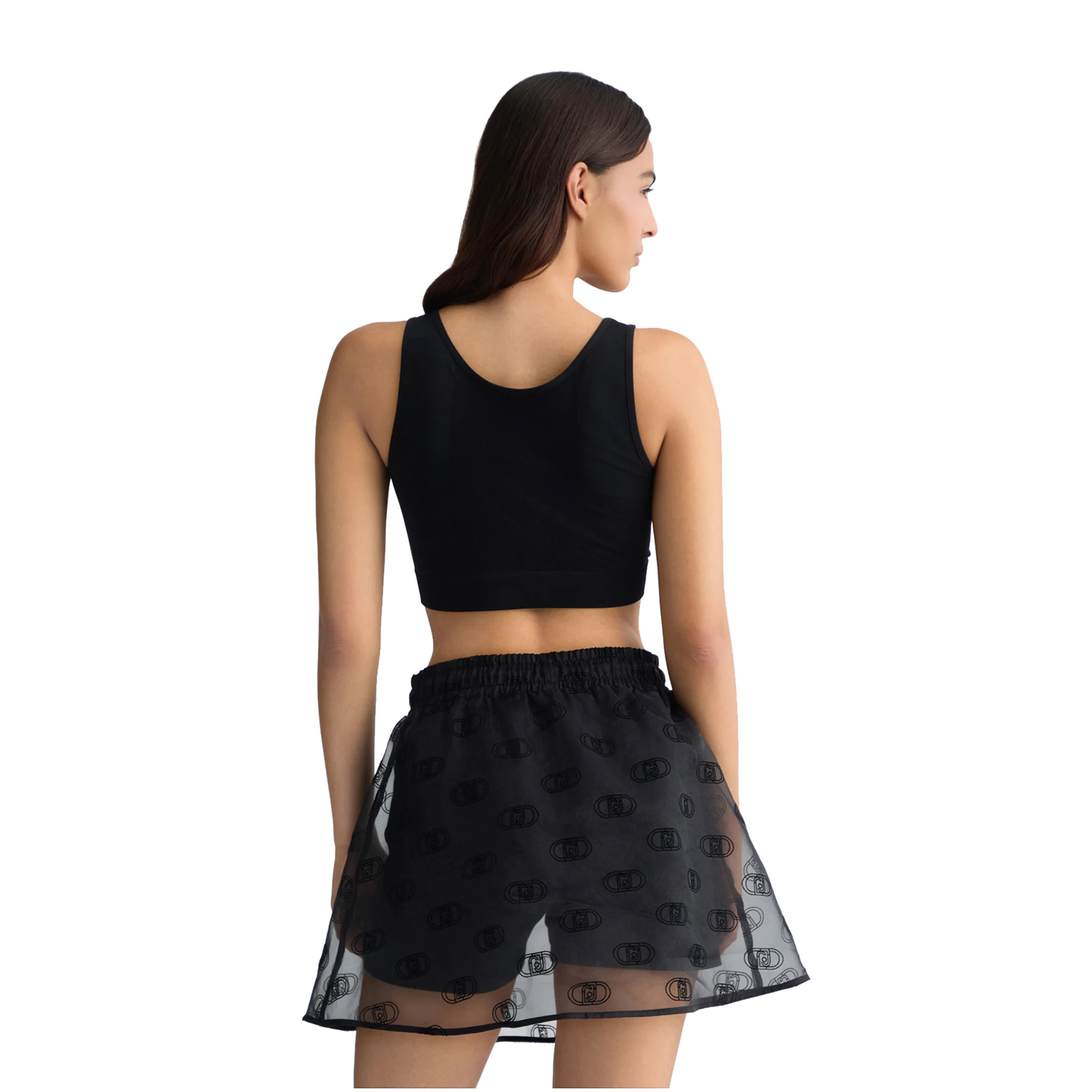 Crop Top Donna in jersey Nero - Image 3
