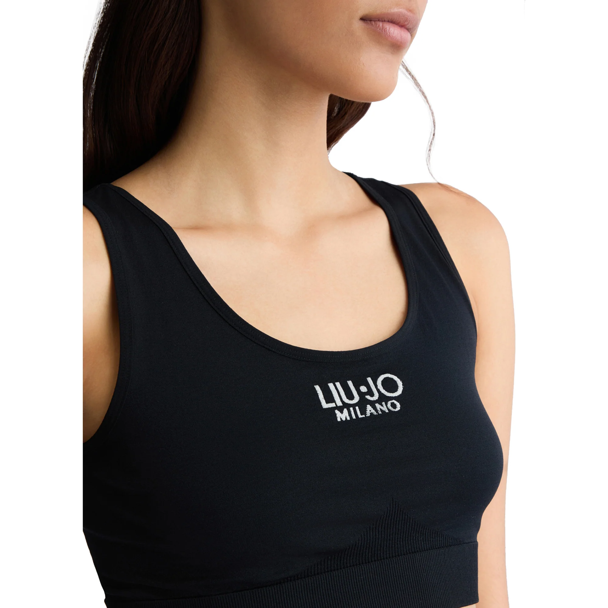 Crop Top Donna in jersey Nero - Image 4