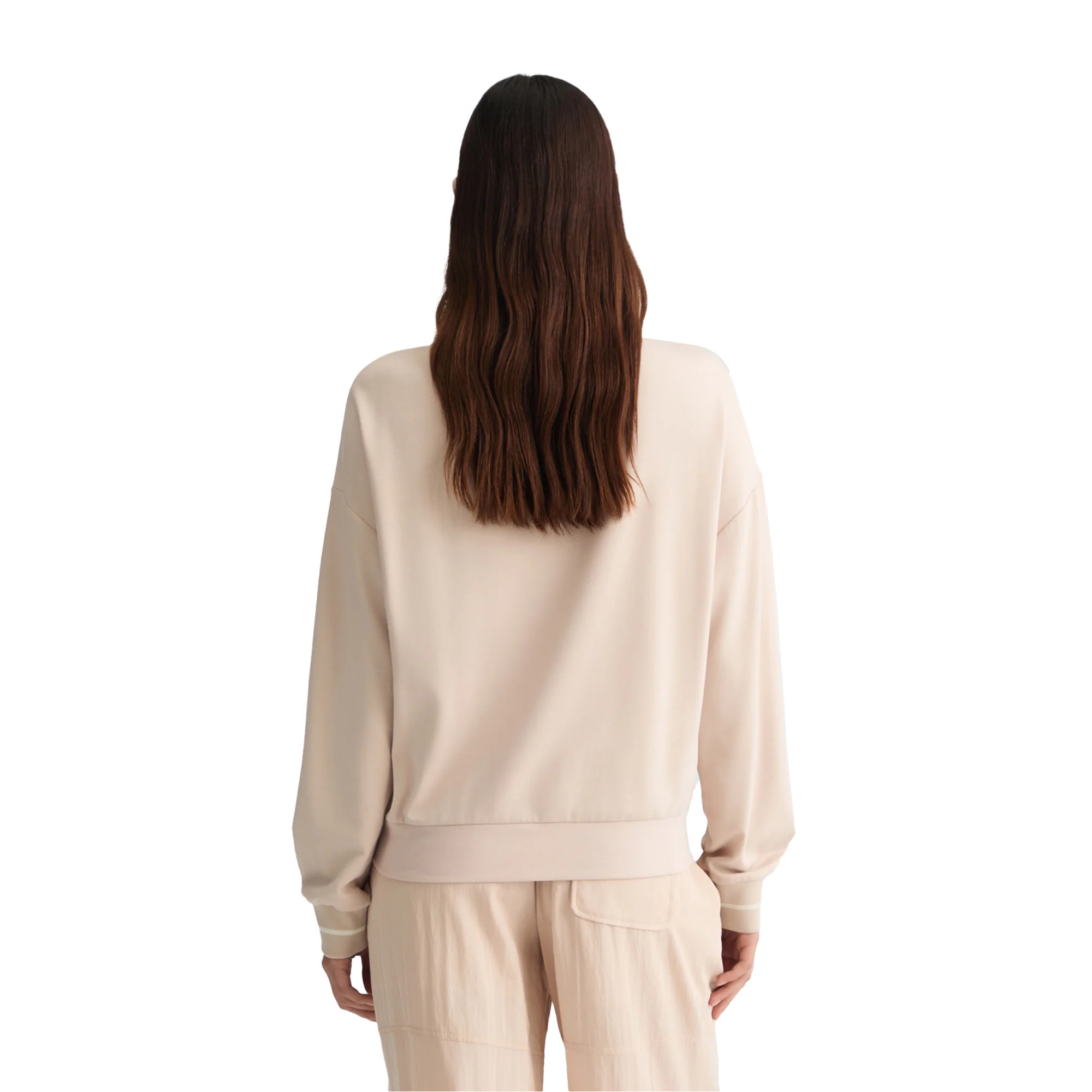 Felpa Donna con logo ricamato sur ton Beige - Image 3