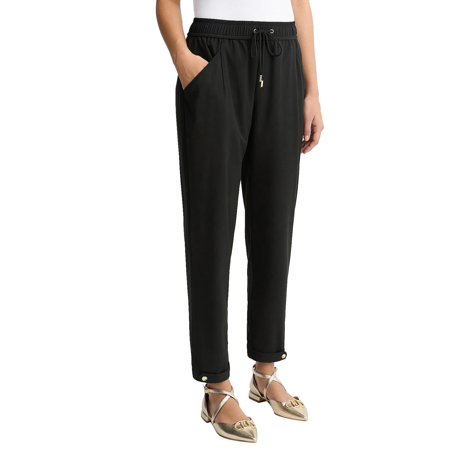Pantaloni Donna cropped in misto bambù stretch nero - Image 2