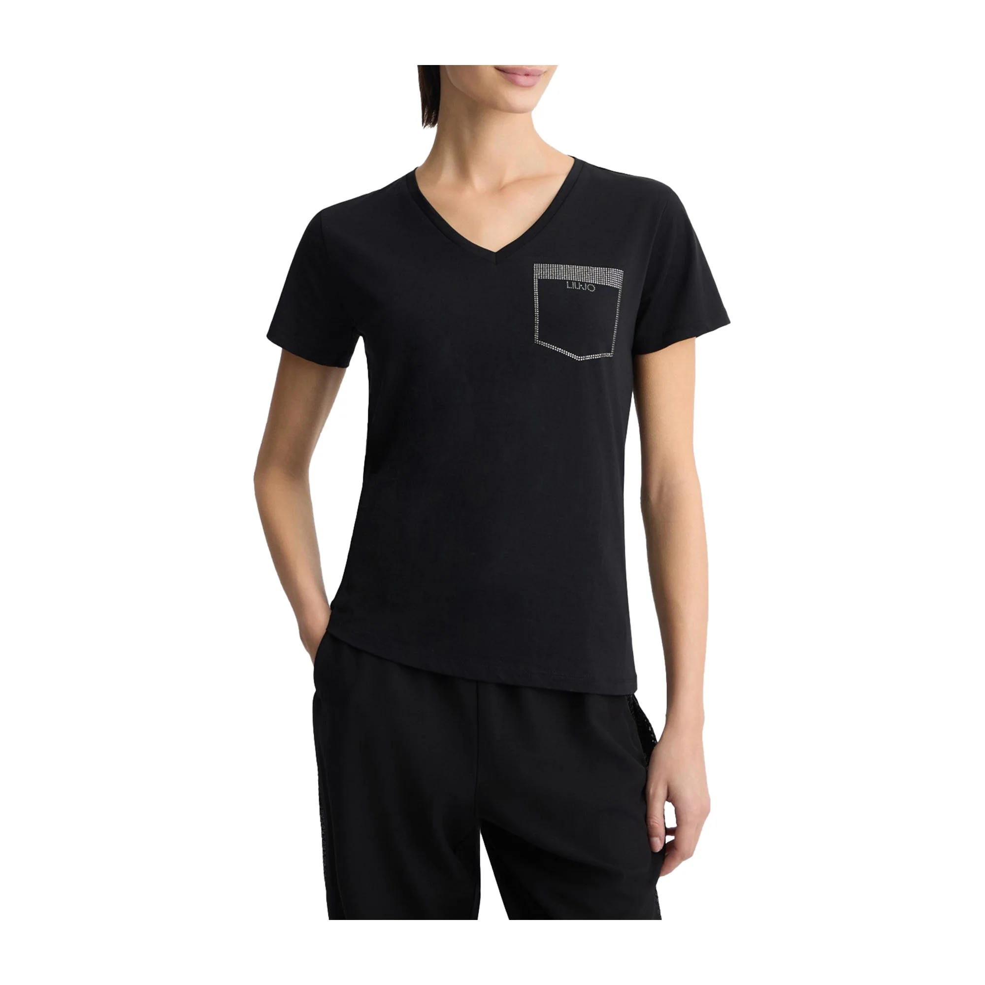 T-shirt Donna taschino strass Nero - Image 2