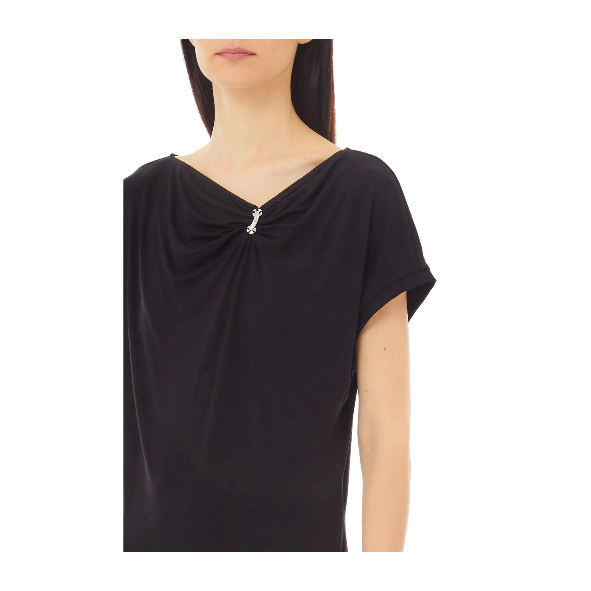 T-shirt Donna scollo con dettaglio gioiello - Image 3