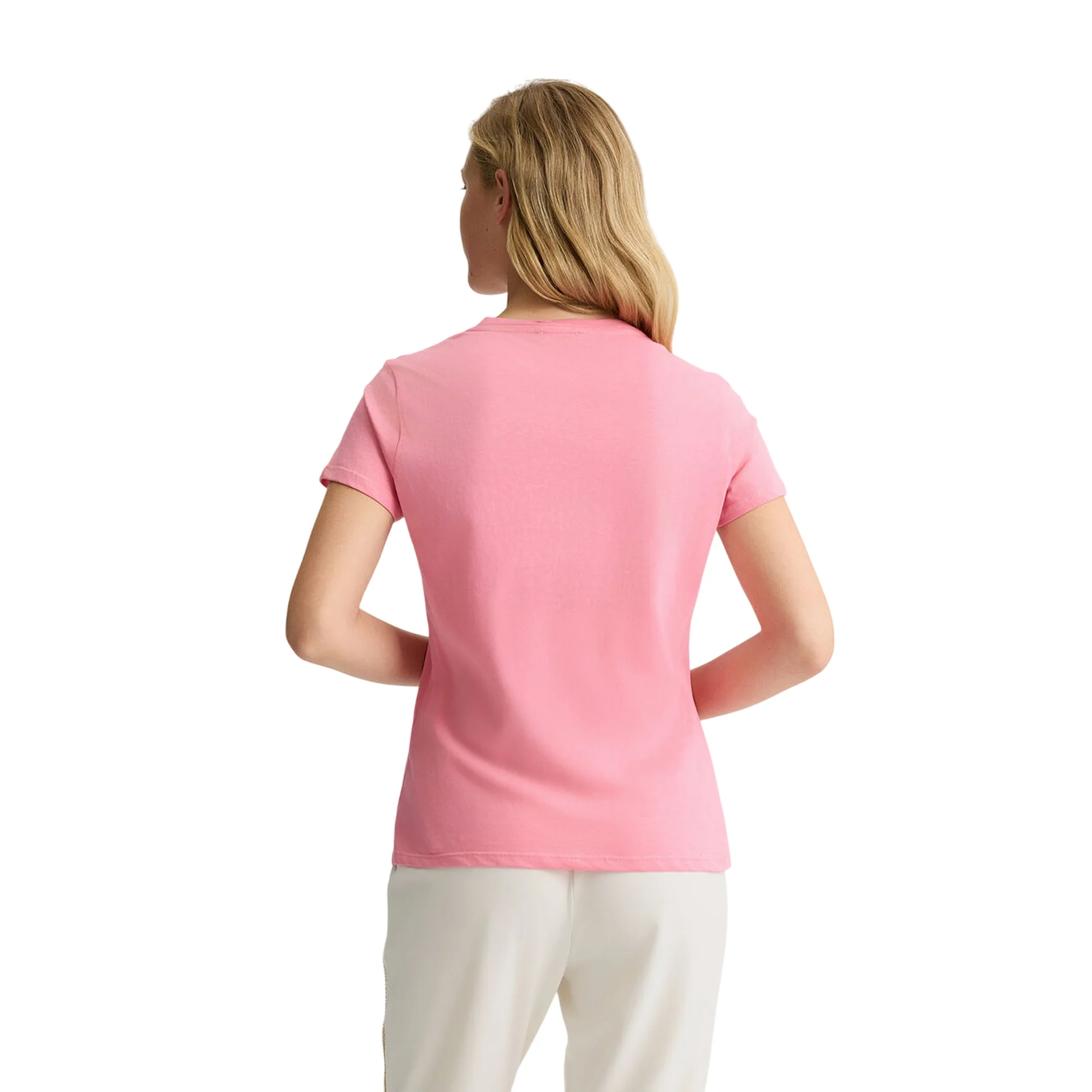 T-shirt Rosa da Donna con scollo a V e stampa - Image 2