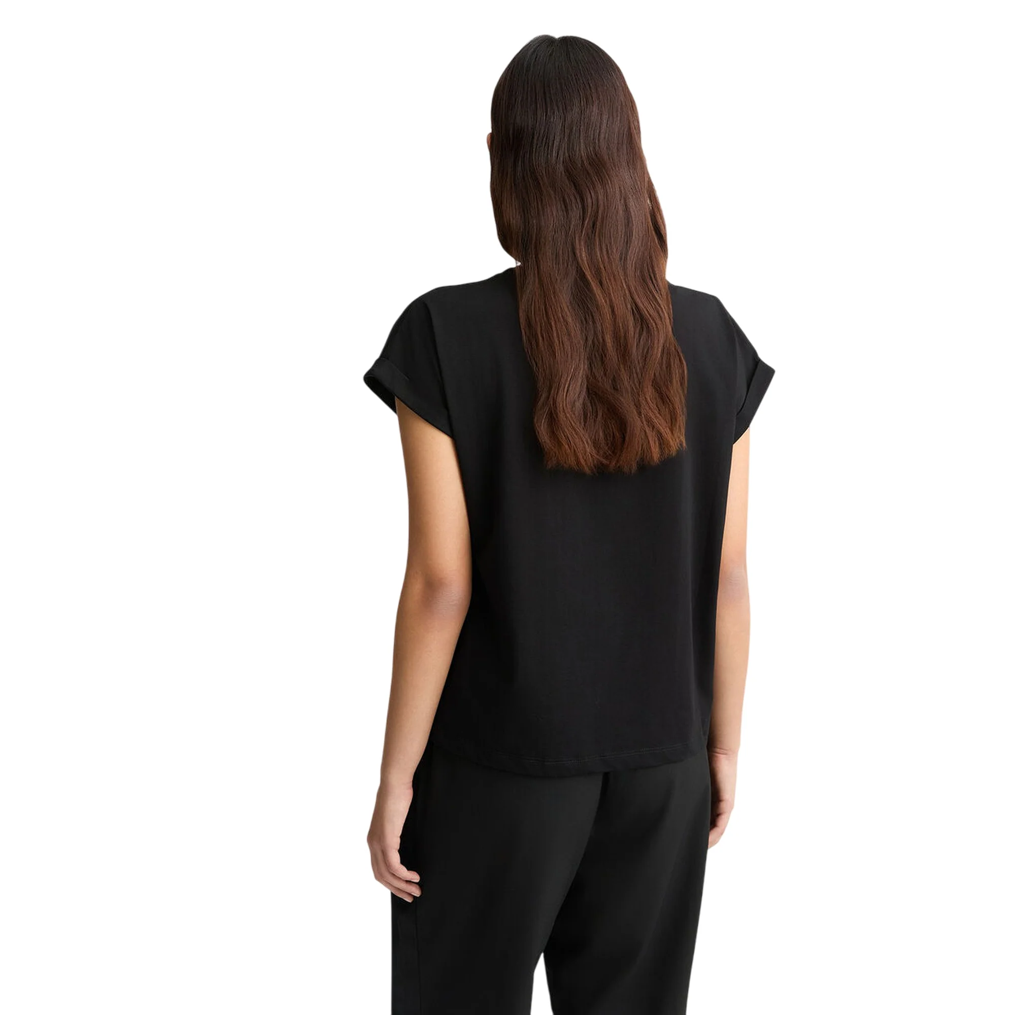 T-shirt Donna in cotone con logo Nero - Image 3