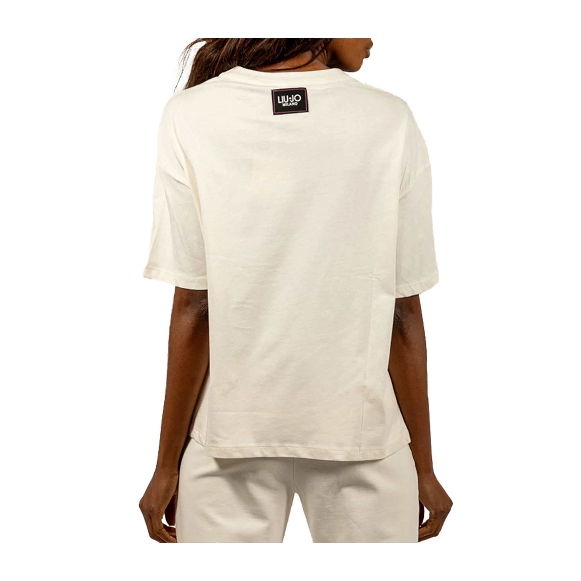 T-shirt Donna over bianca con applicazione - Image 2