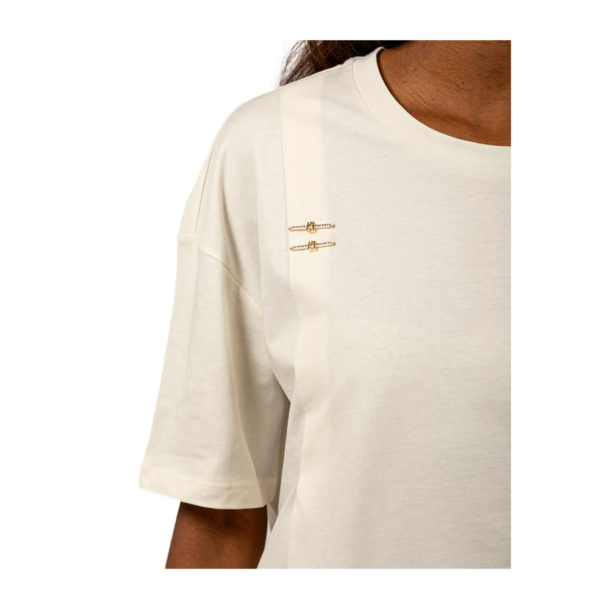 T-shirt Donna over bianca con applicazione - Image 3