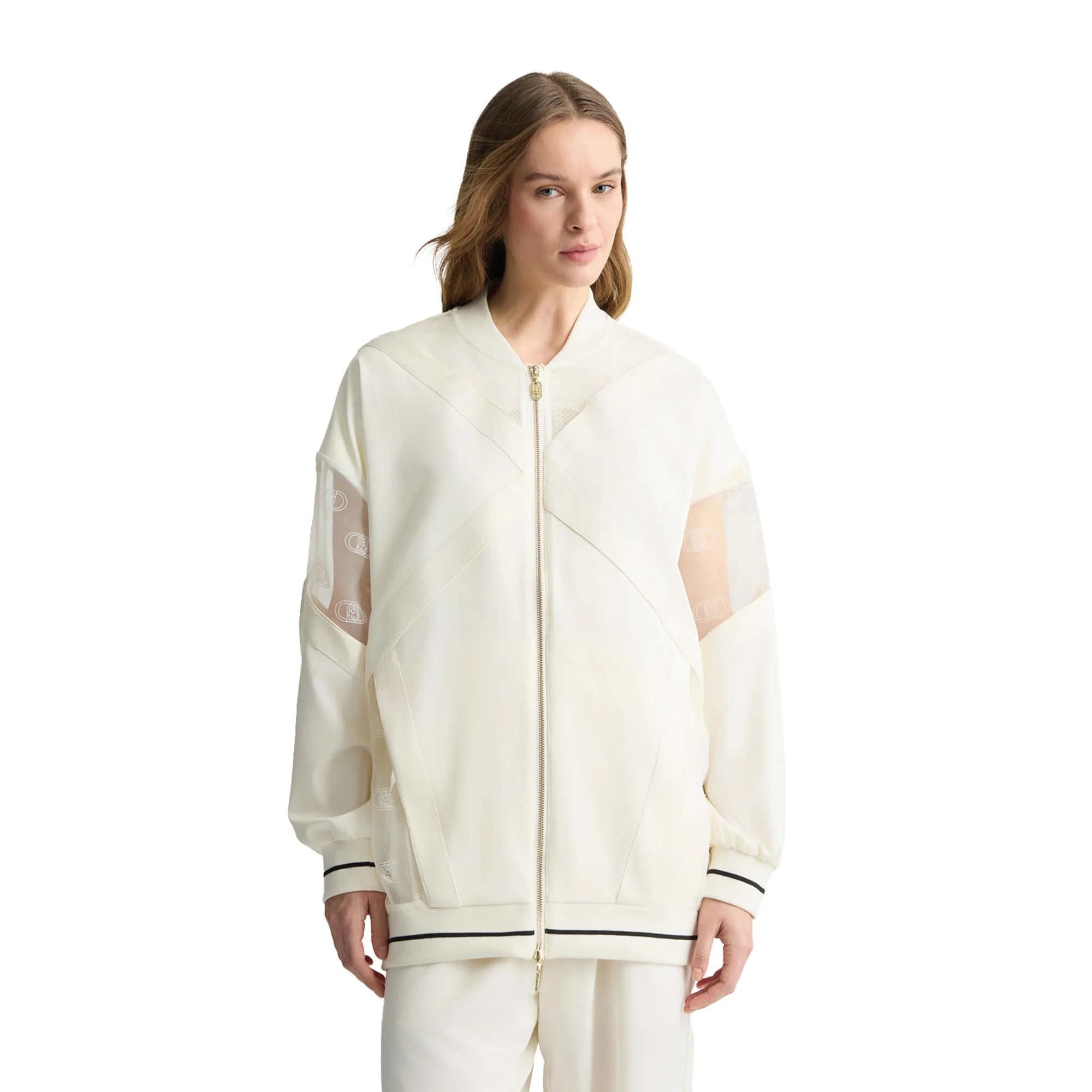 Giacca Donna con zip e dettagli tulle Bianco - Image 2