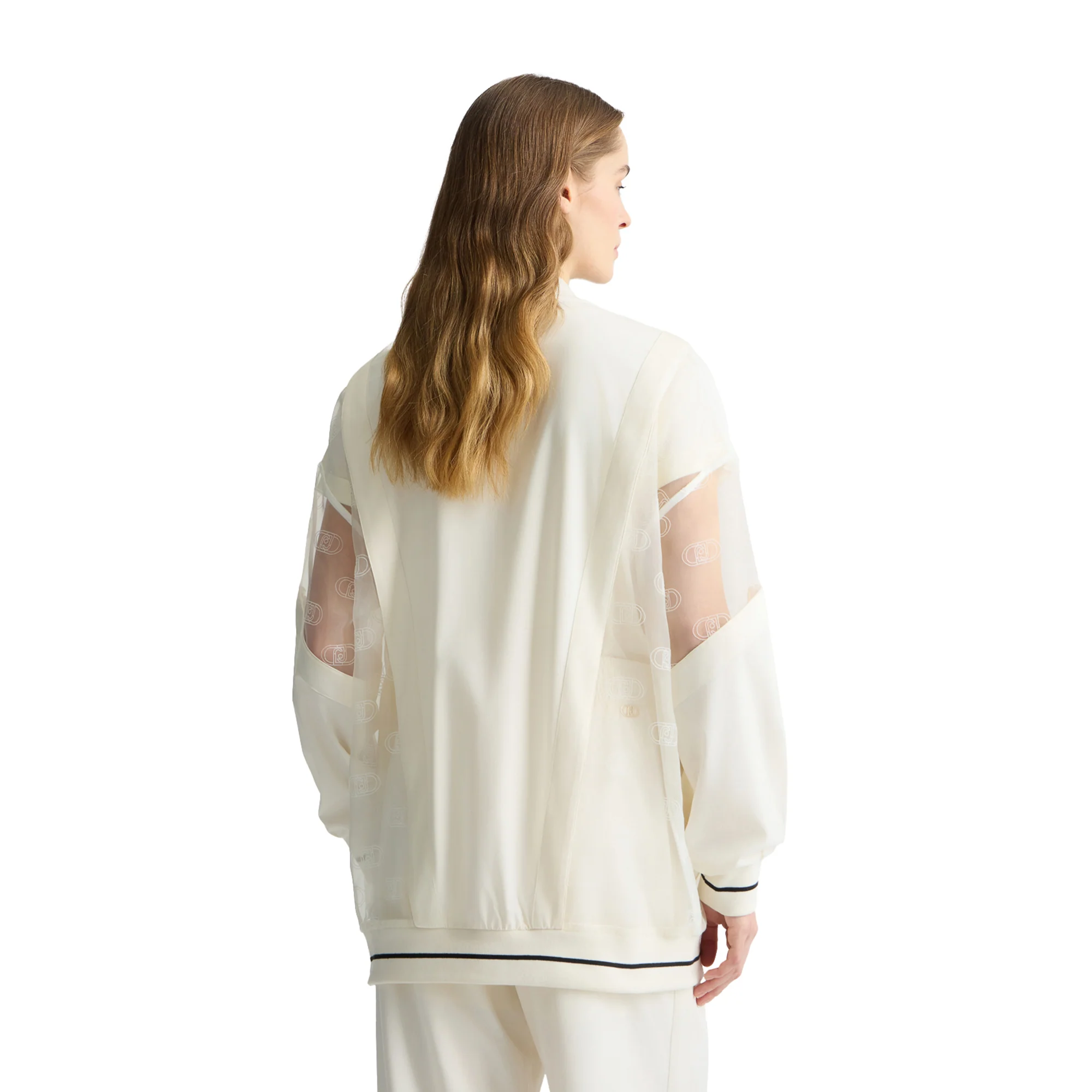 Giacca Donna con zip e dettagli tulle Bianco - Image 3