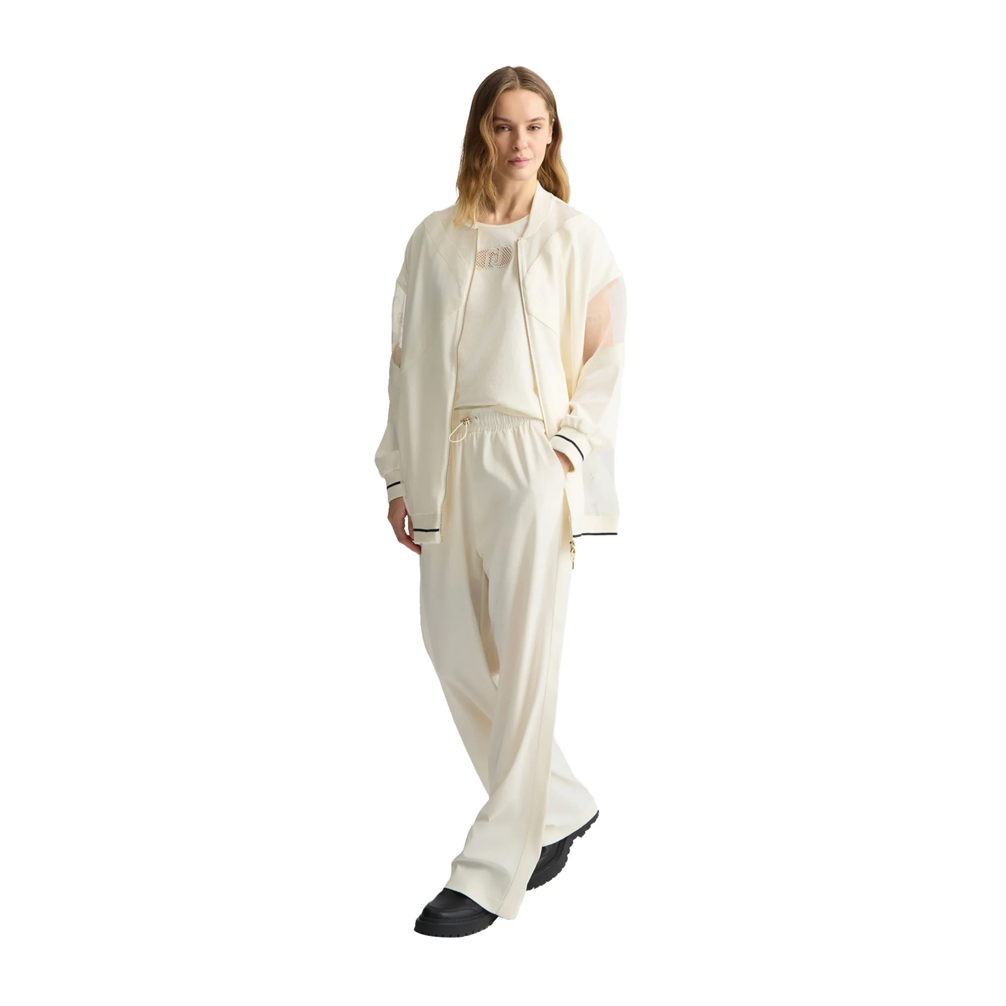 Giacca Donna con zip e dettagli tulle Bianco - Image 5