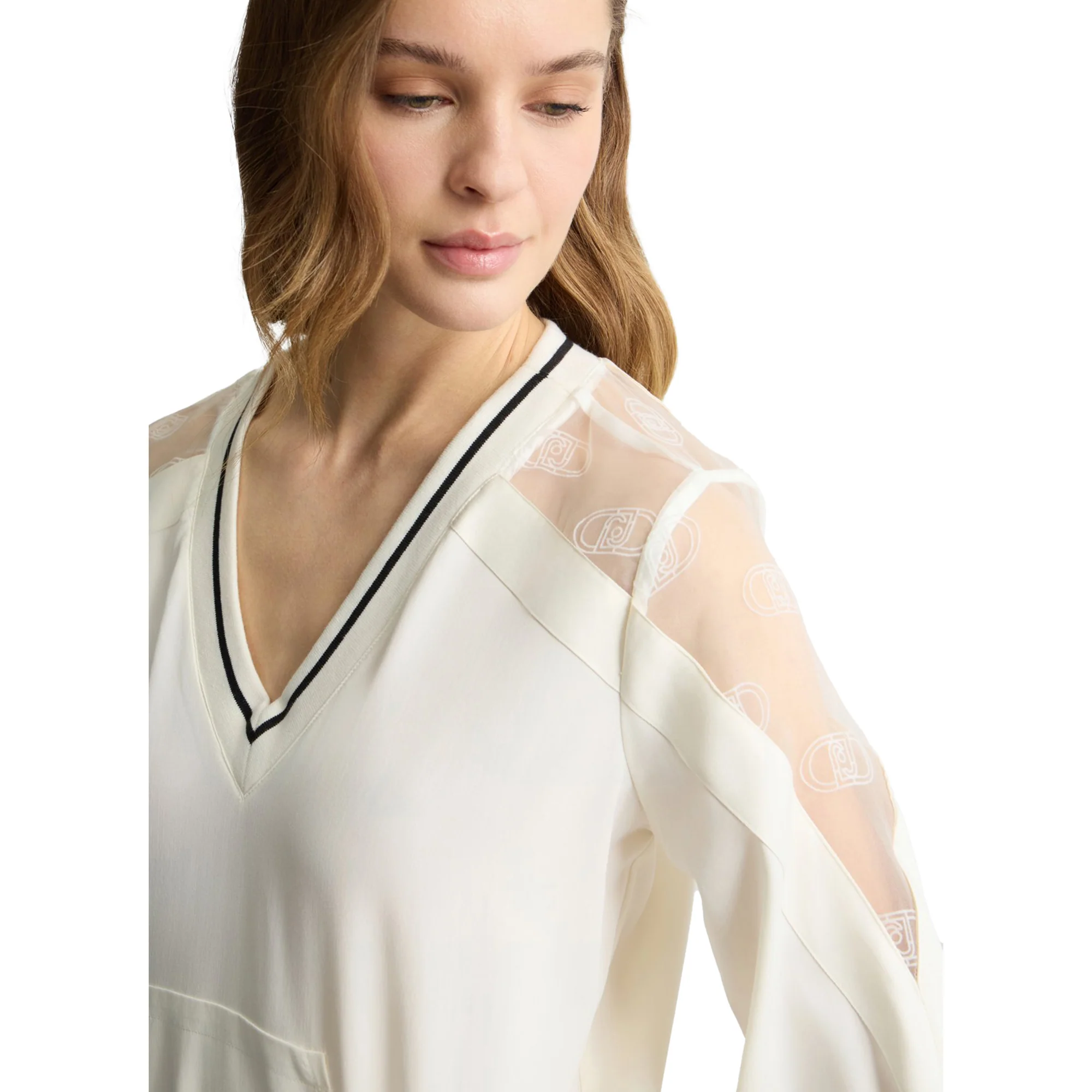 Felpa Donna con scollo a V Bianco - Image 4