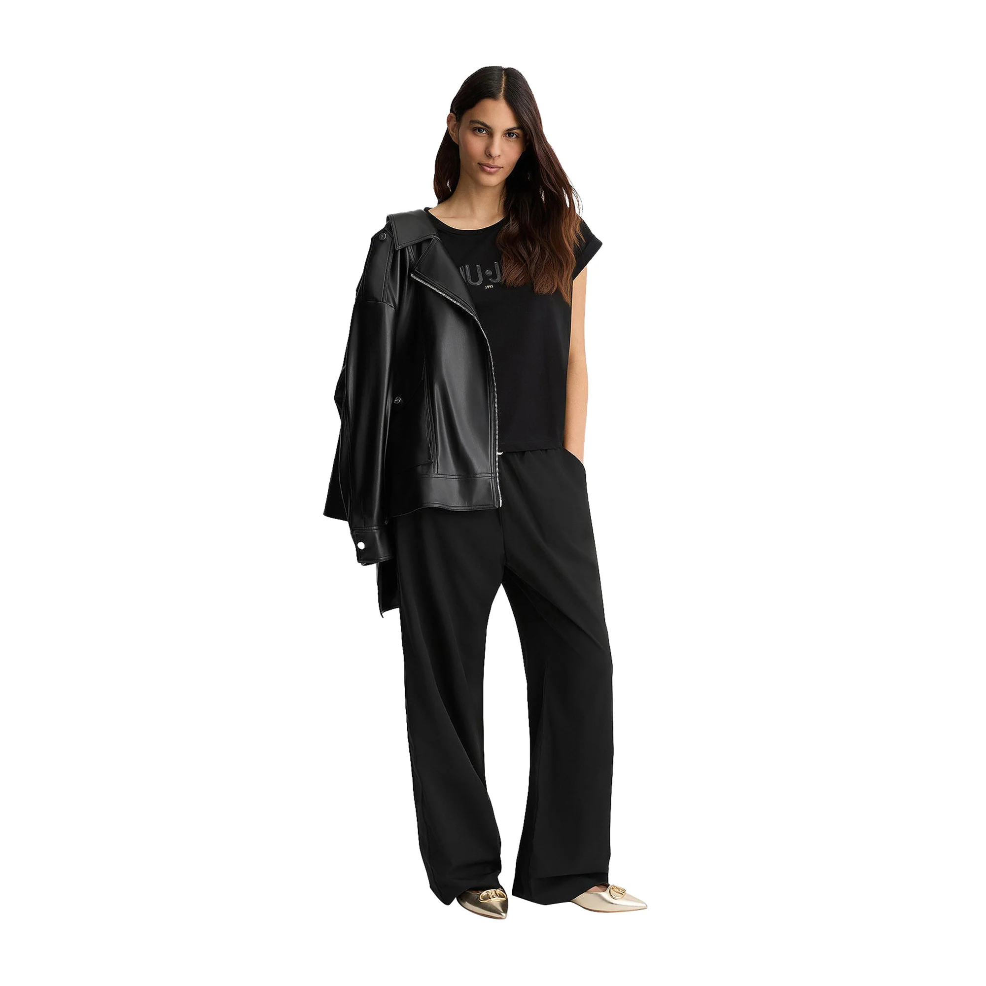 Pantaloni donna in misto bambù stretch Nero - Image 5