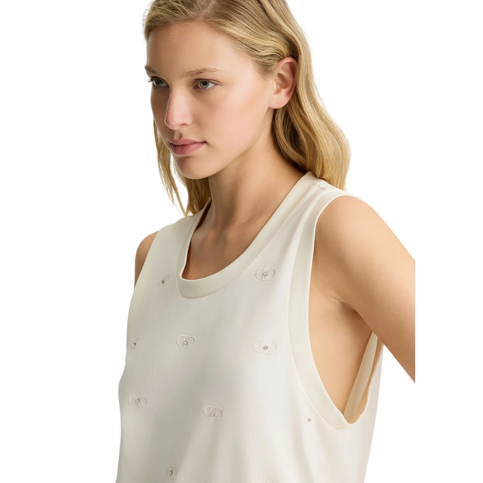 Top Donna Bianco con logo e strass - Image 3