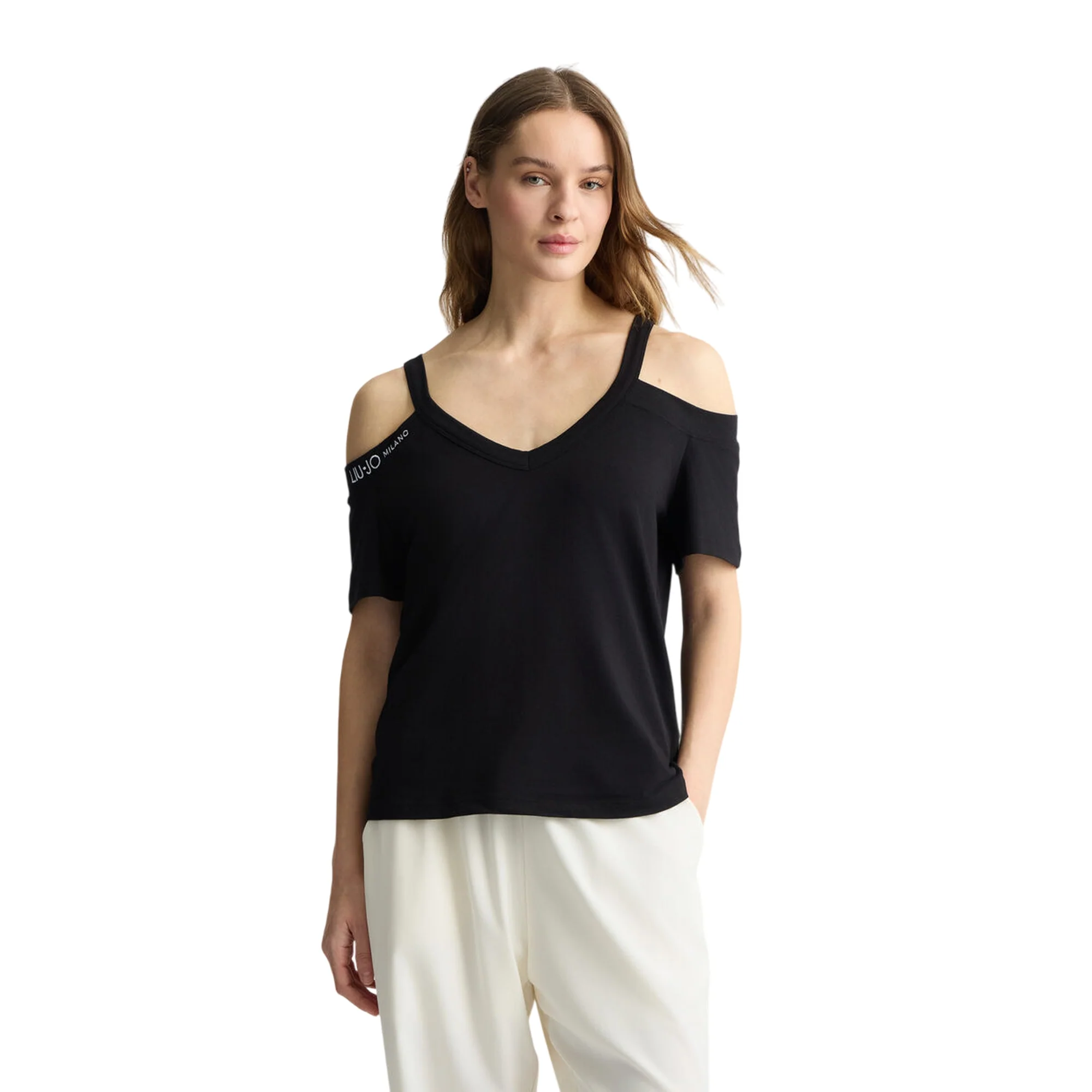 T-shirt Donna con motivo cut out Nero - Image 2