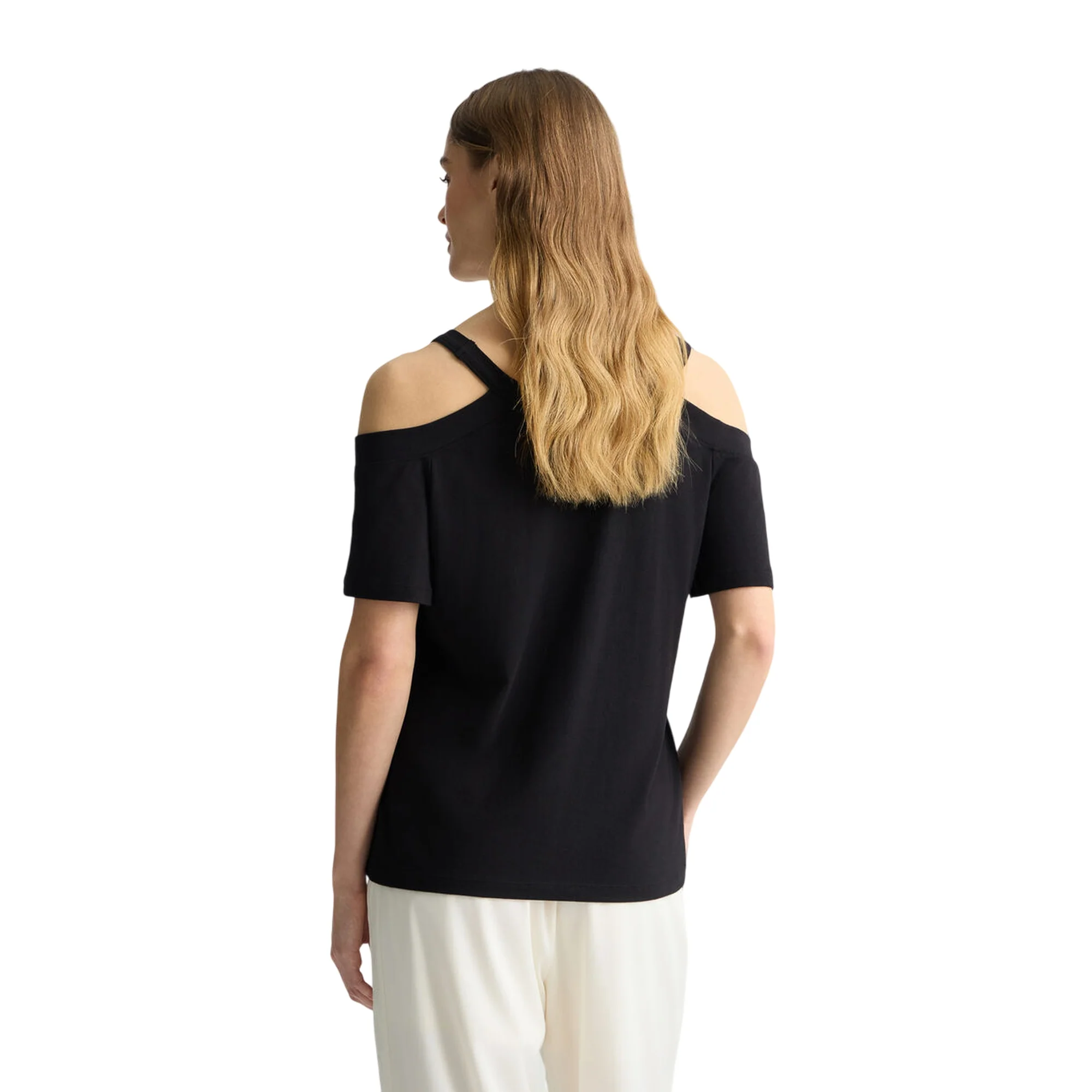 T-shirt Donna con motivo cut out Nero - Image 3