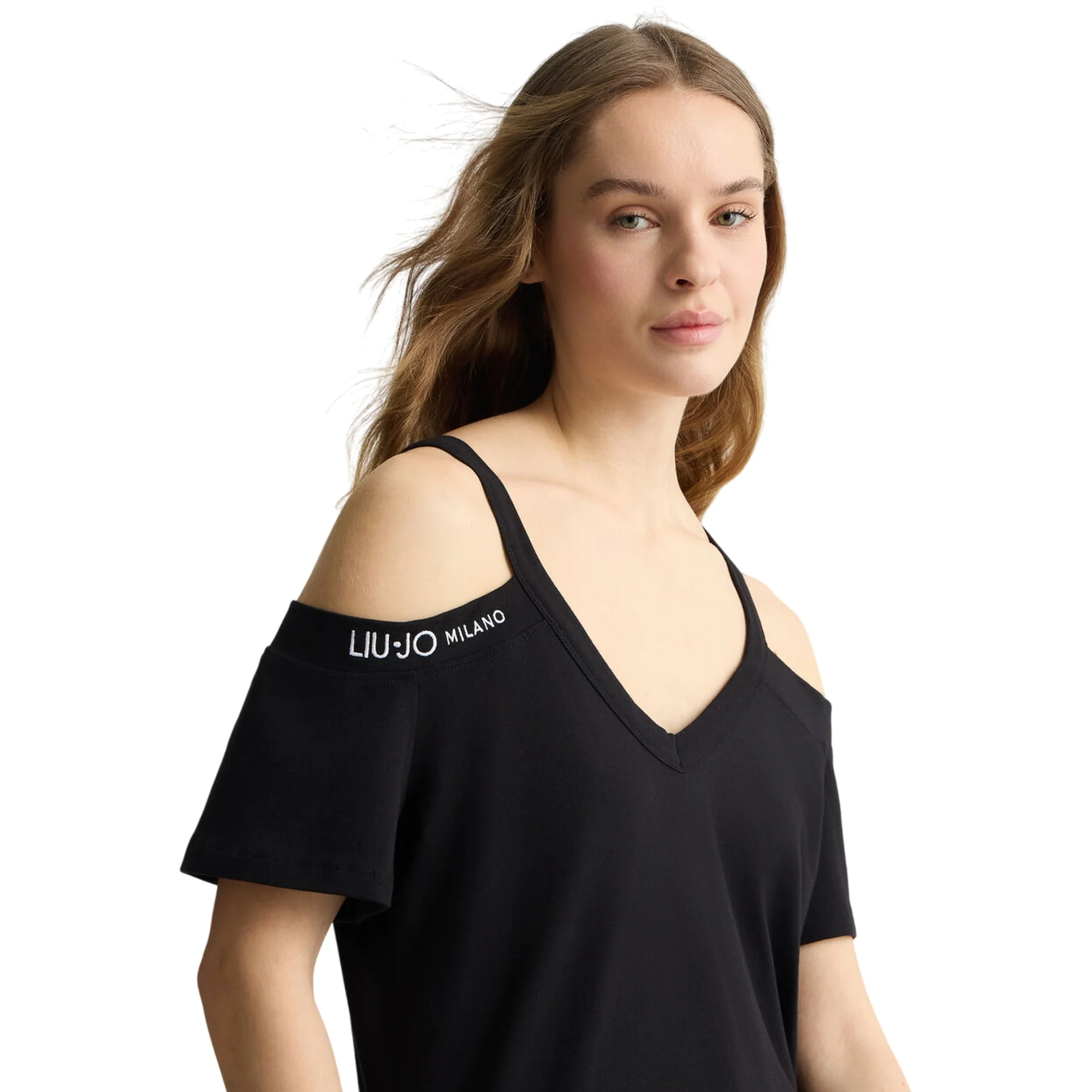 T-shirt Donna con motivo cut out Nero - Image 4