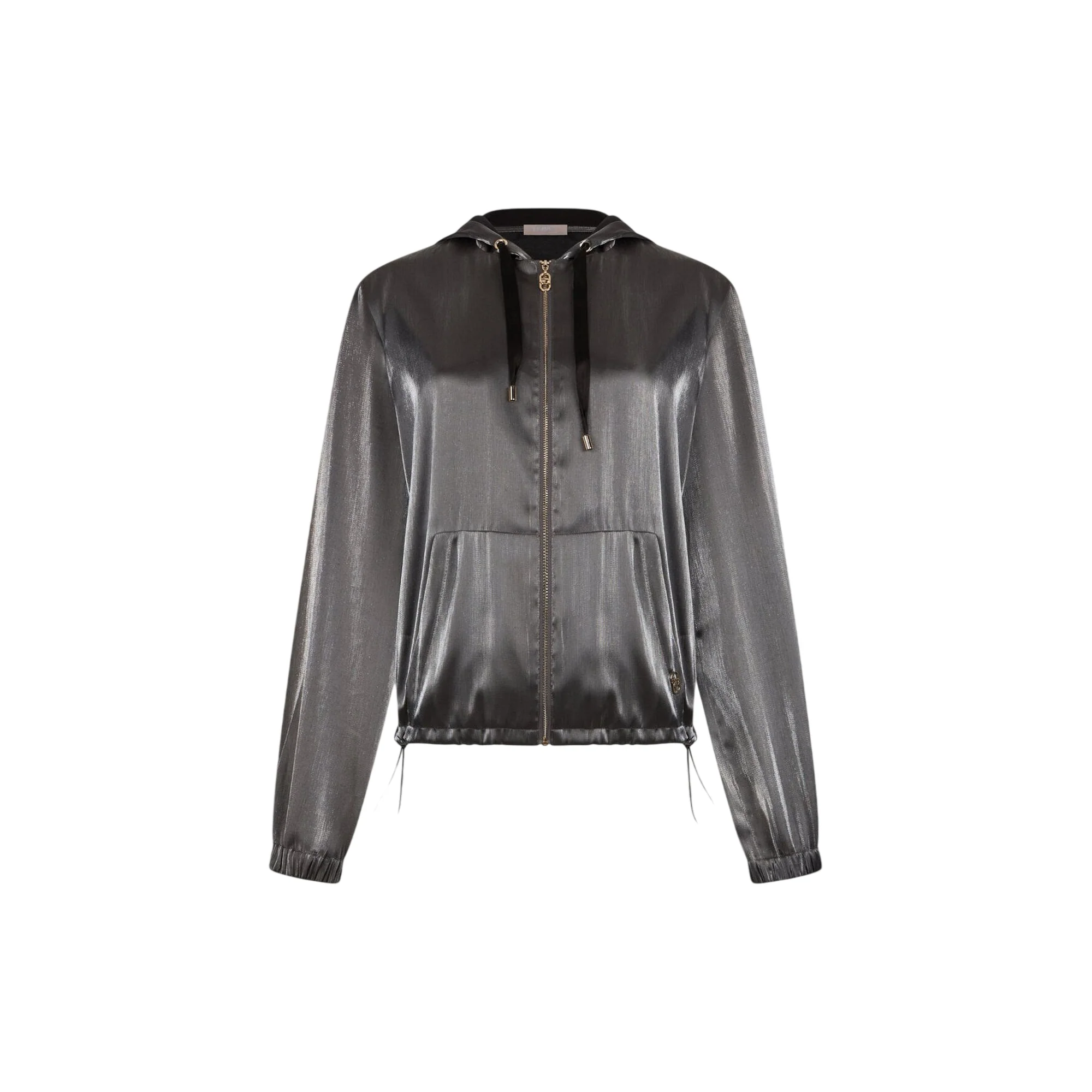 Giacca glossy grigia da Donna con cappuccio