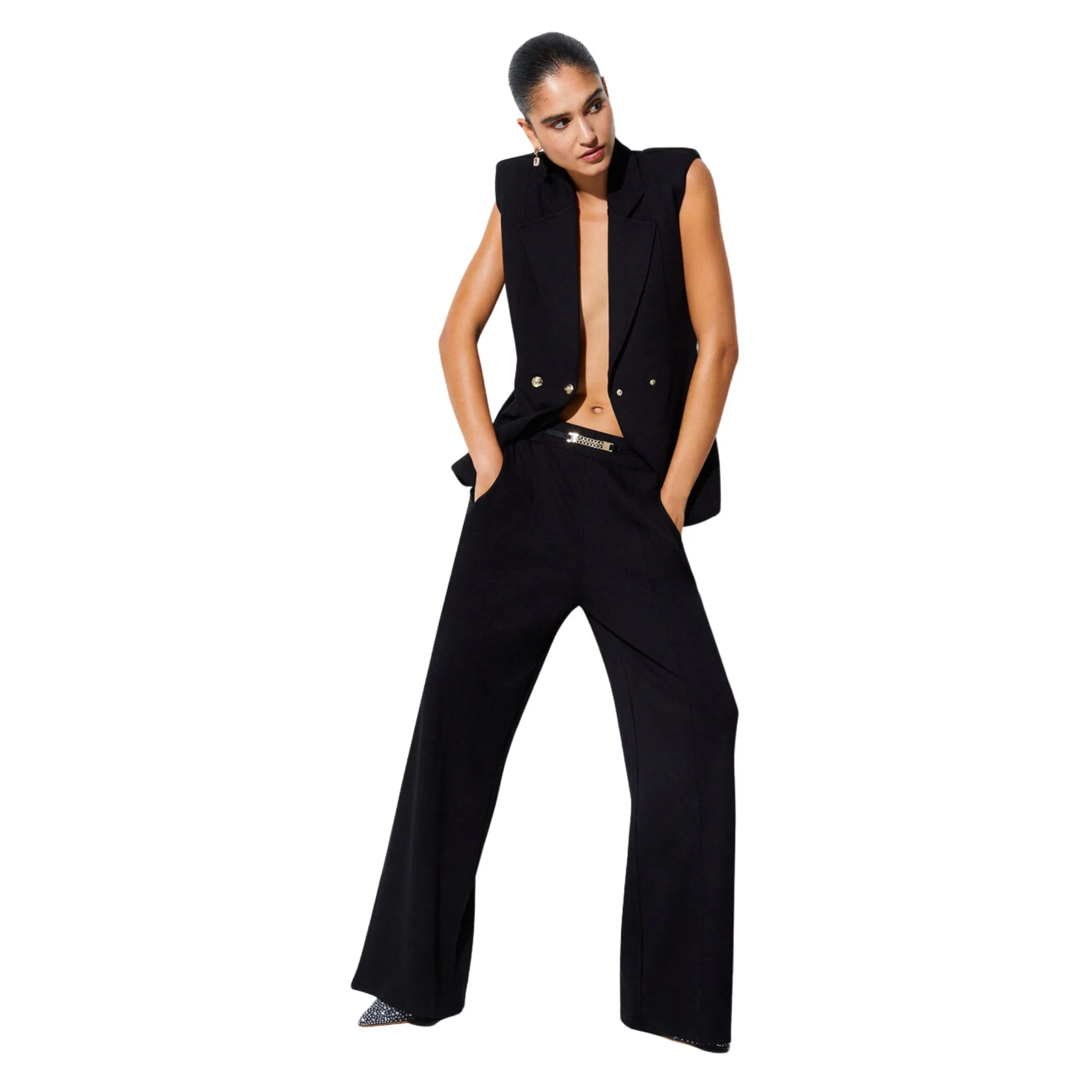 Pantaloni Donna in jersey con spacchetti Nero - Image 3
