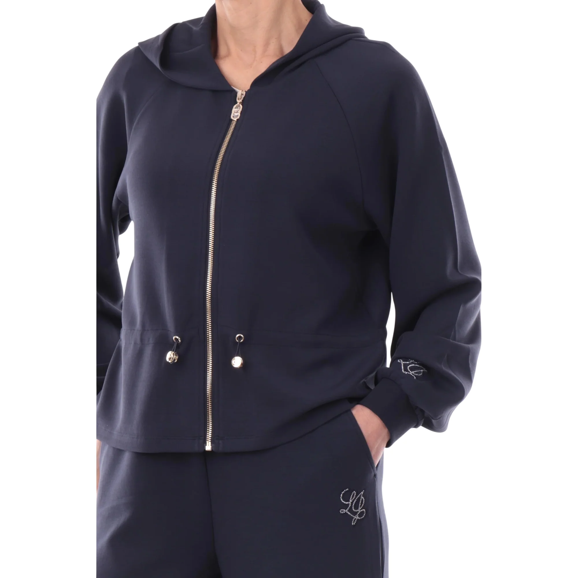 Felpa blu con zip da Donna