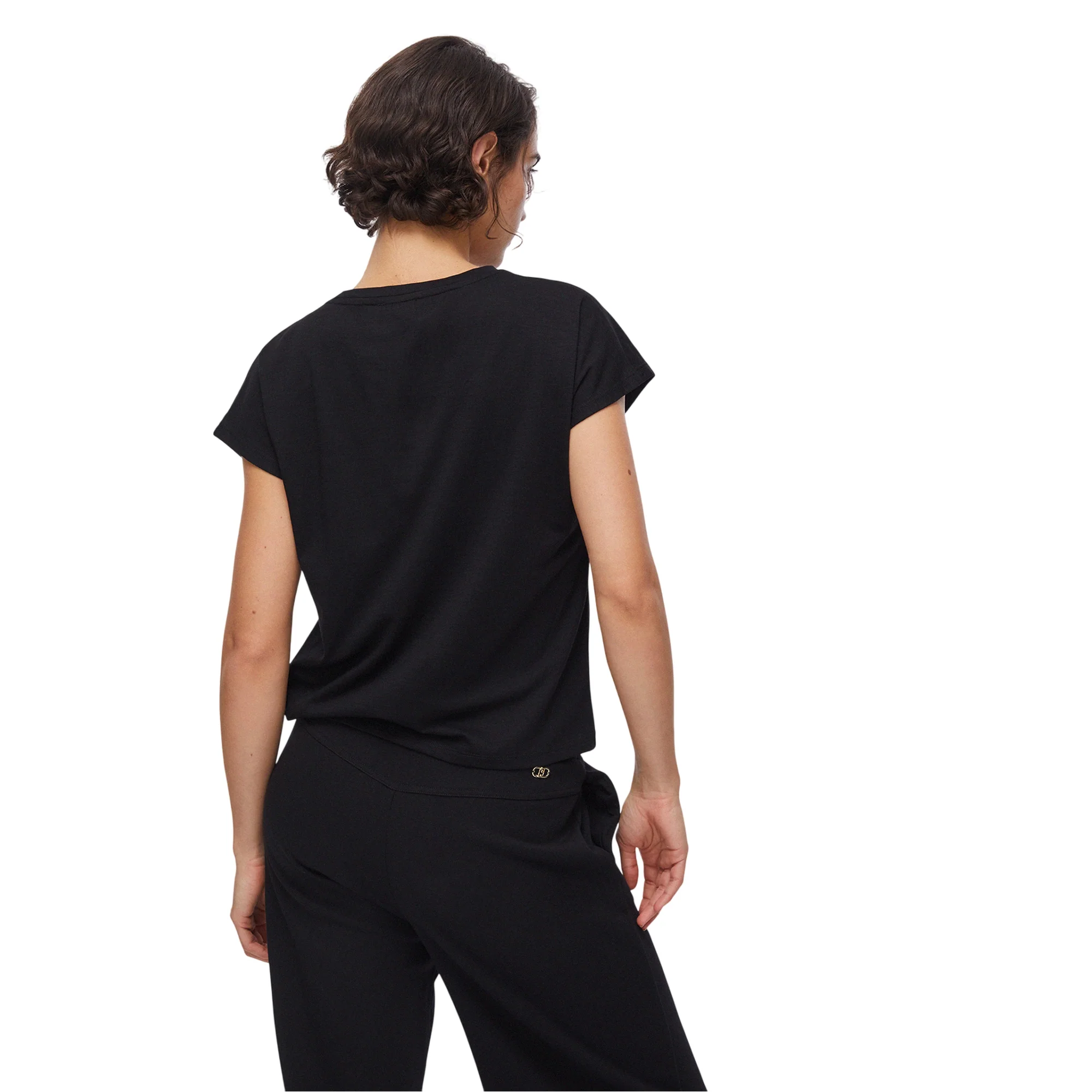 T-shirt da Donna nera con dettagli gioiello - Image 3