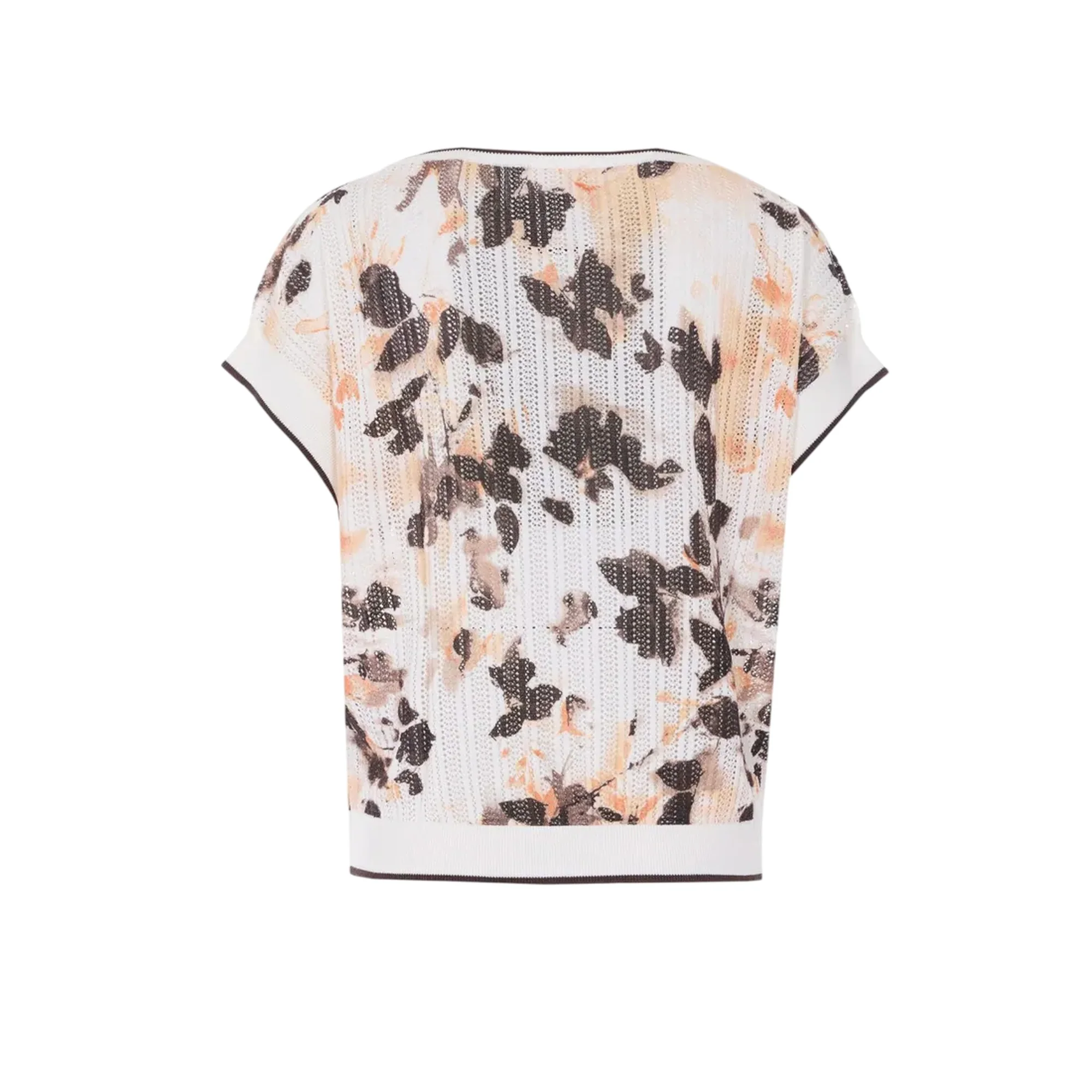 T-shirt forata con stampa floreale toni del marrone - Image 2