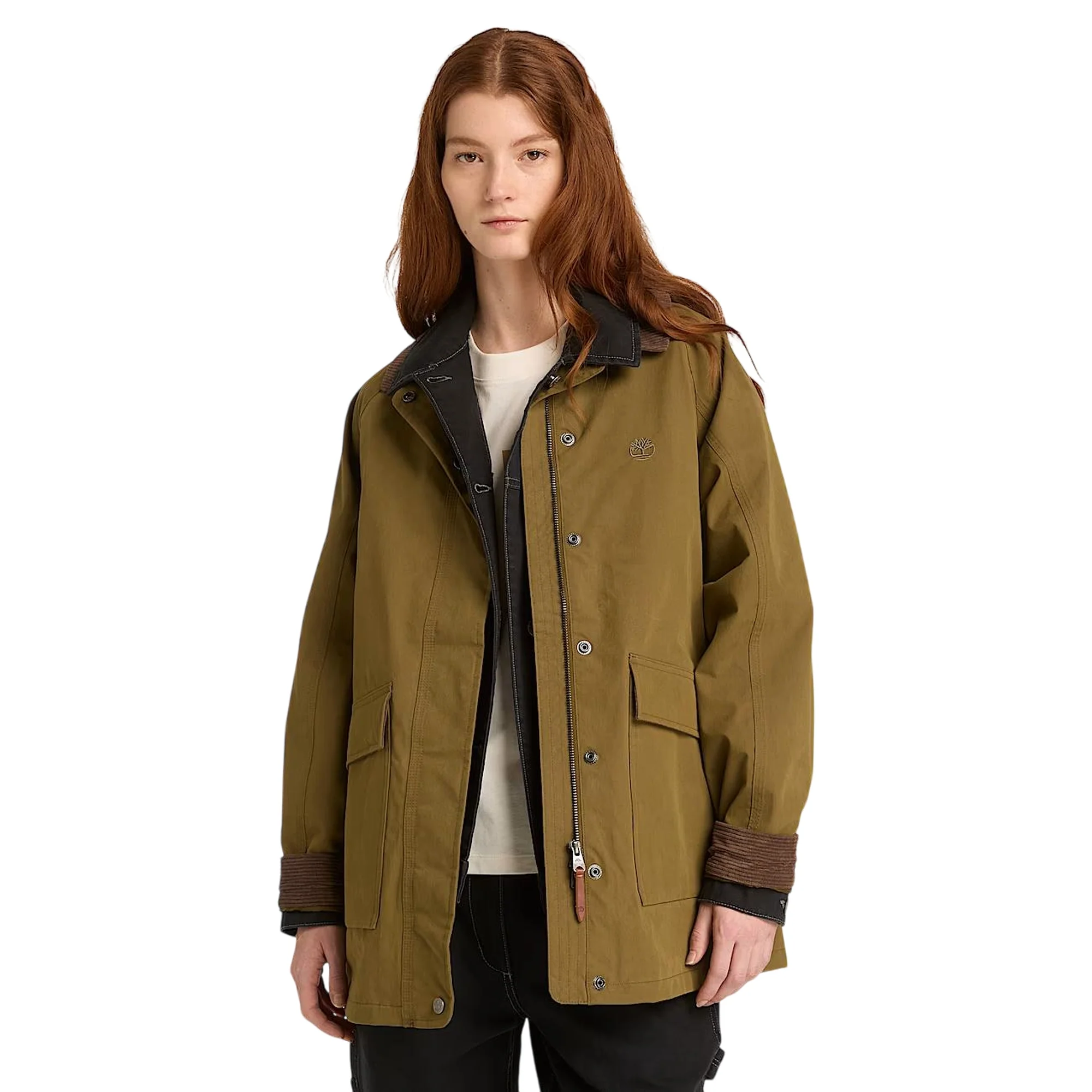 Cappotto impermeabile Barn da donna in verde scuro - Image 2
