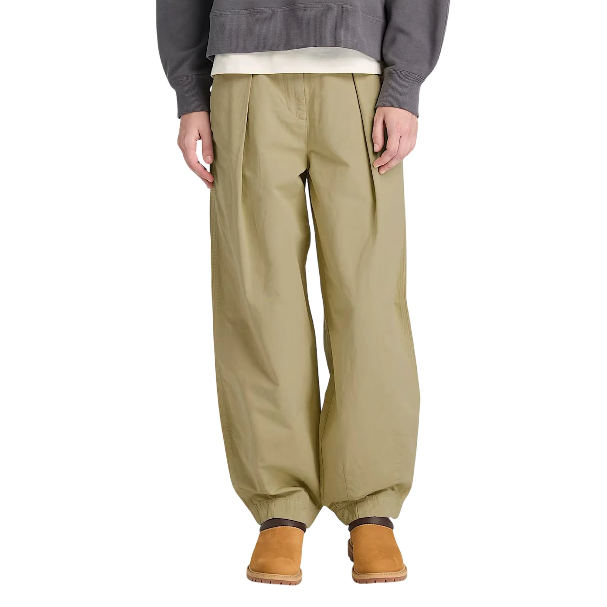 Pantaloni Donna Utility Cotone e Lino Verdi - Image 2