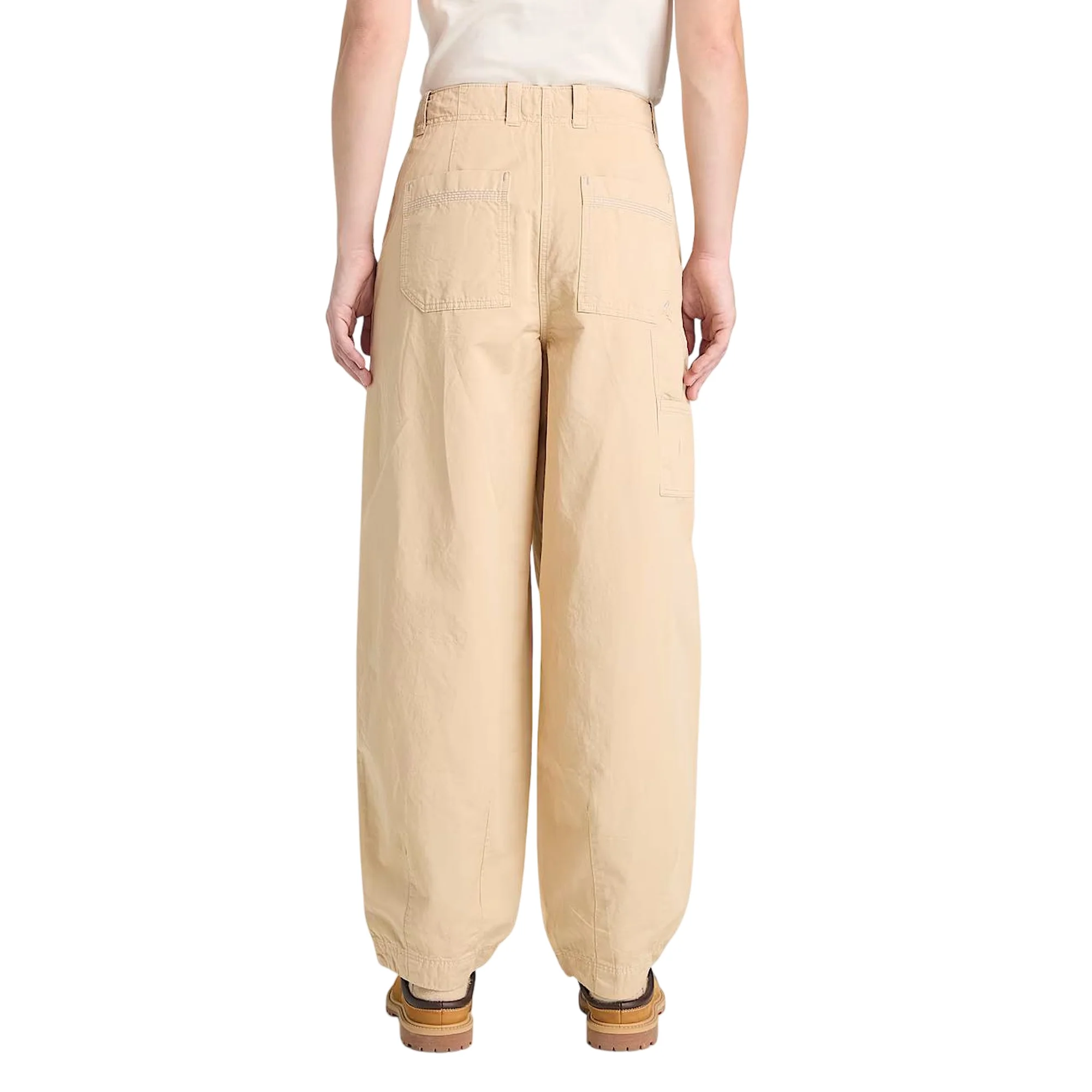 Pantaloni Donna Utility Cotone e Lino Beige - Image 3