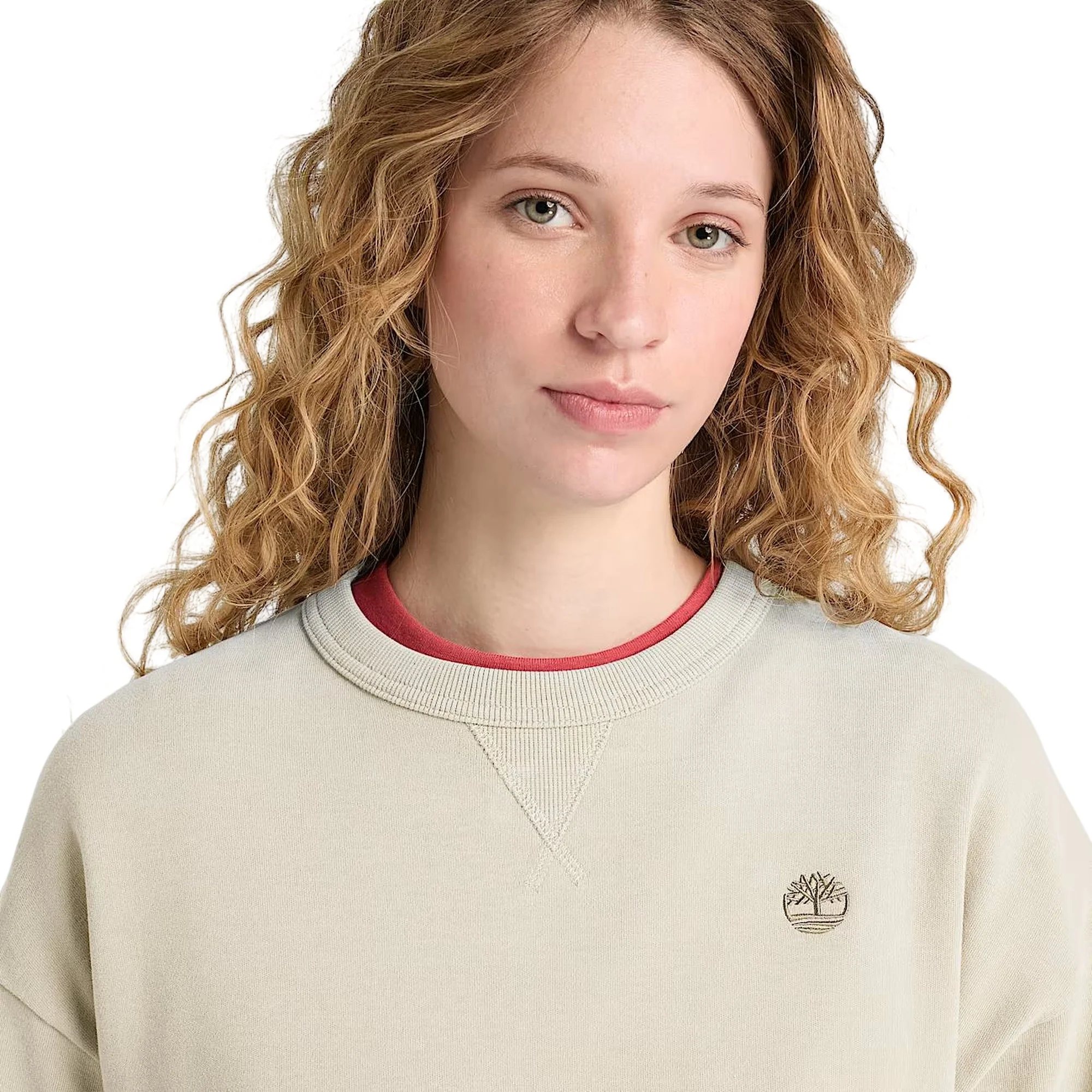 Felpa Lush girocollo in cotone da donna in beige - Image 3