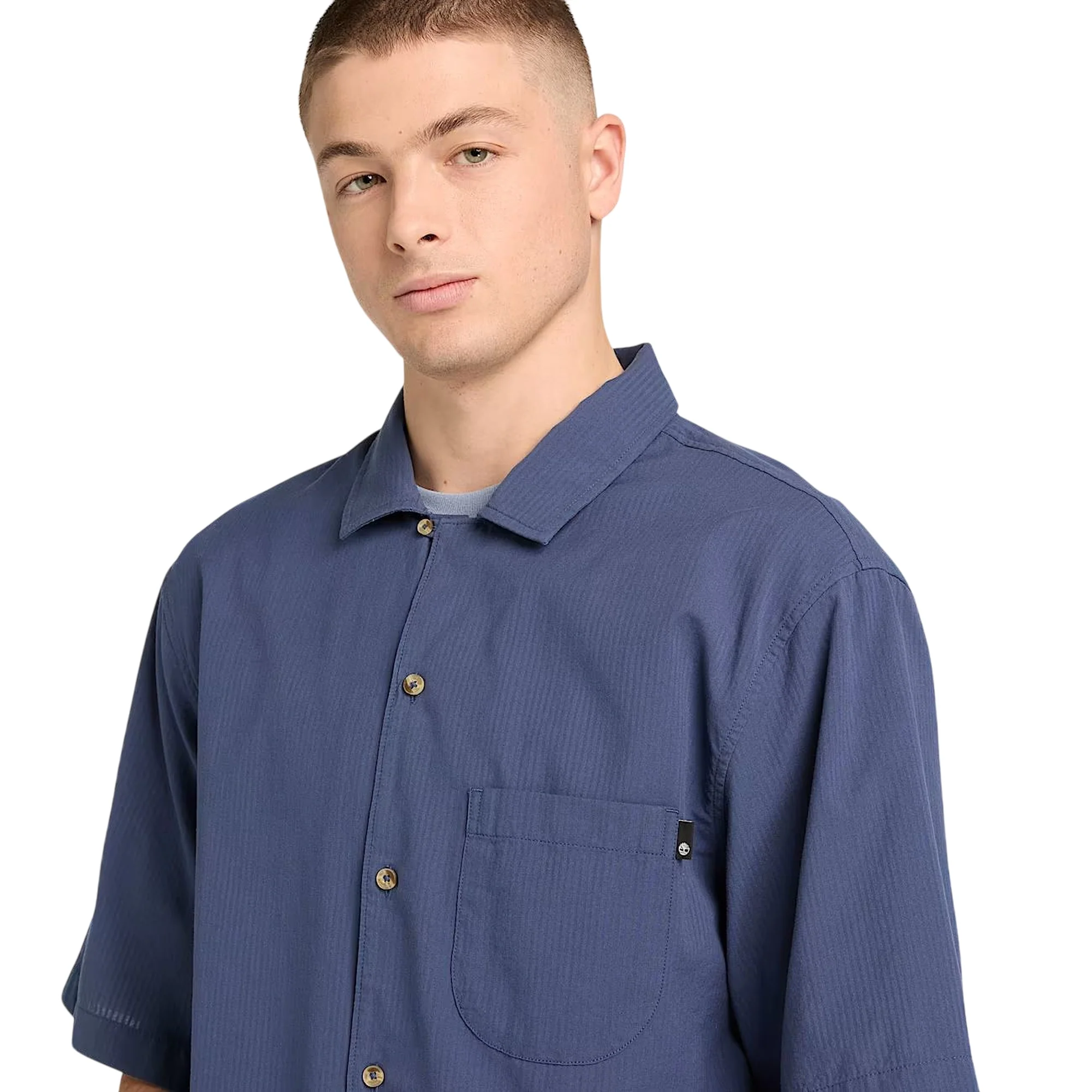 Camicia Uomo manica corta con taschino Blu - Image 4