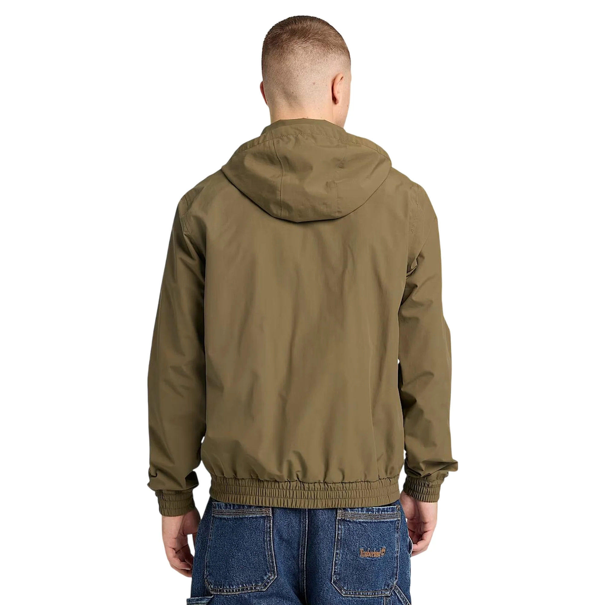 Bomber impermeabile da uomo in verde militare con cappuccio - Image 4