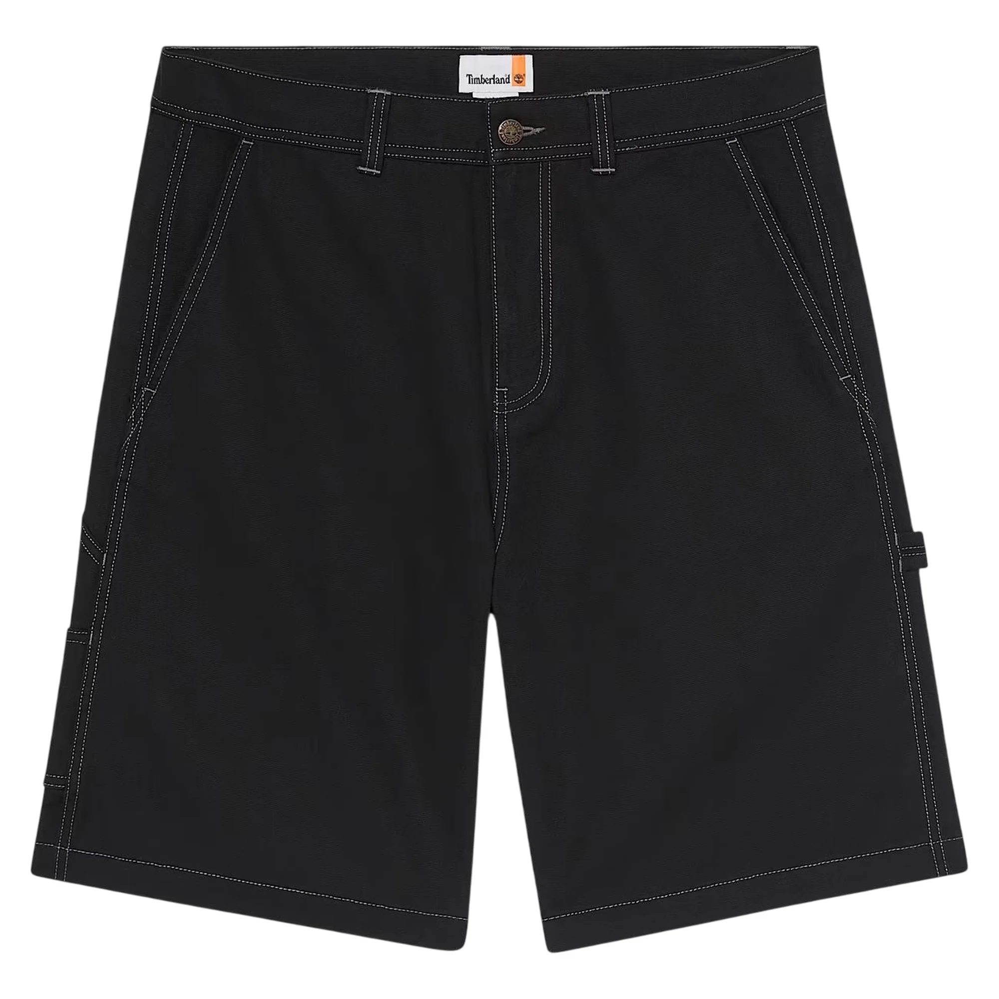 Shorts Unisex stile carpentiere effetto lavato Nero