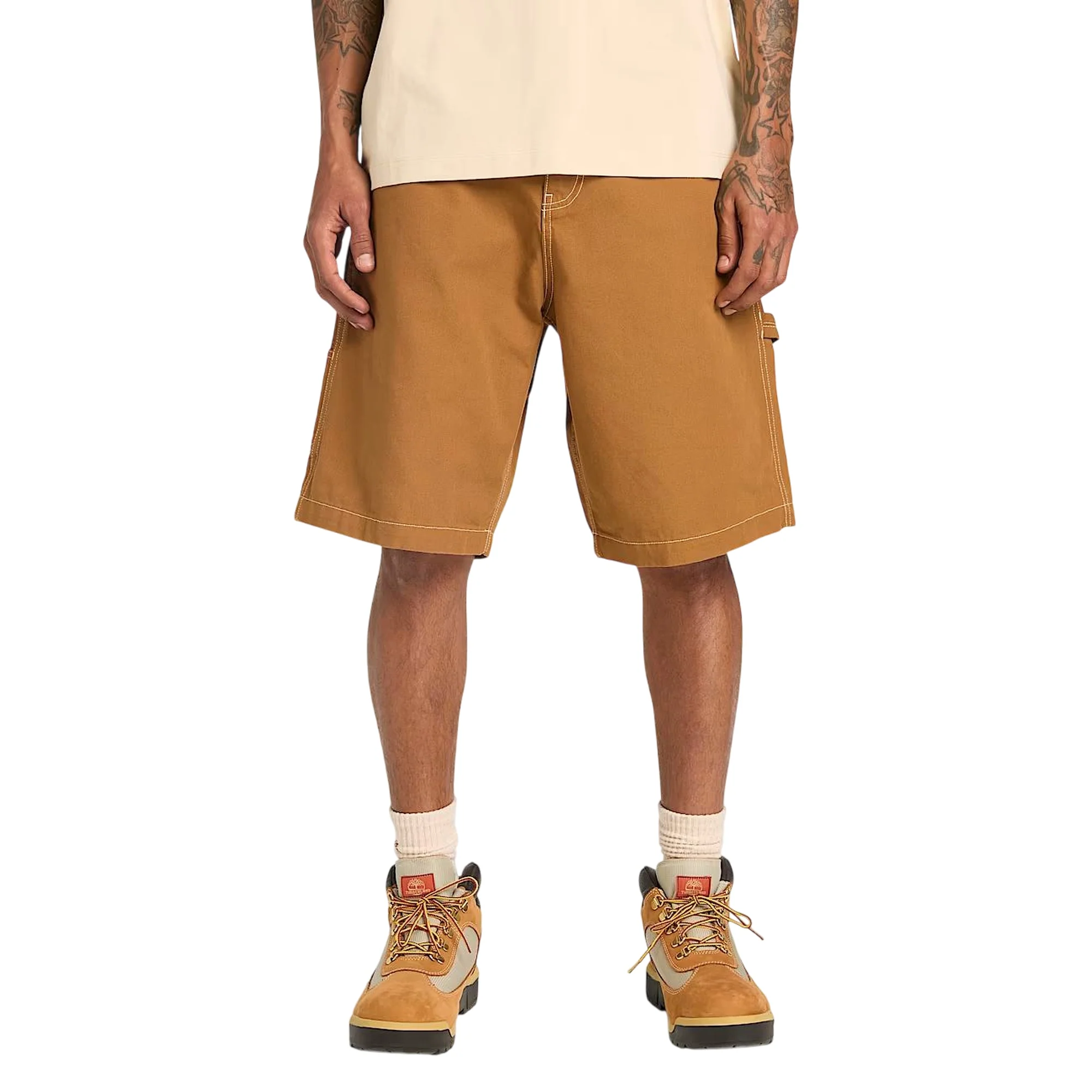 Shorts Unisex stile carpentiere effetto lavato Giallo - Image 3