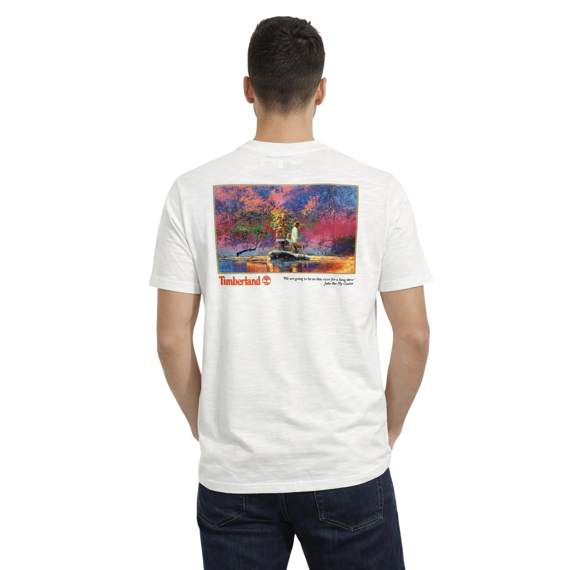 T-shirt Uomo bianca con stampa Fishing - Image 2