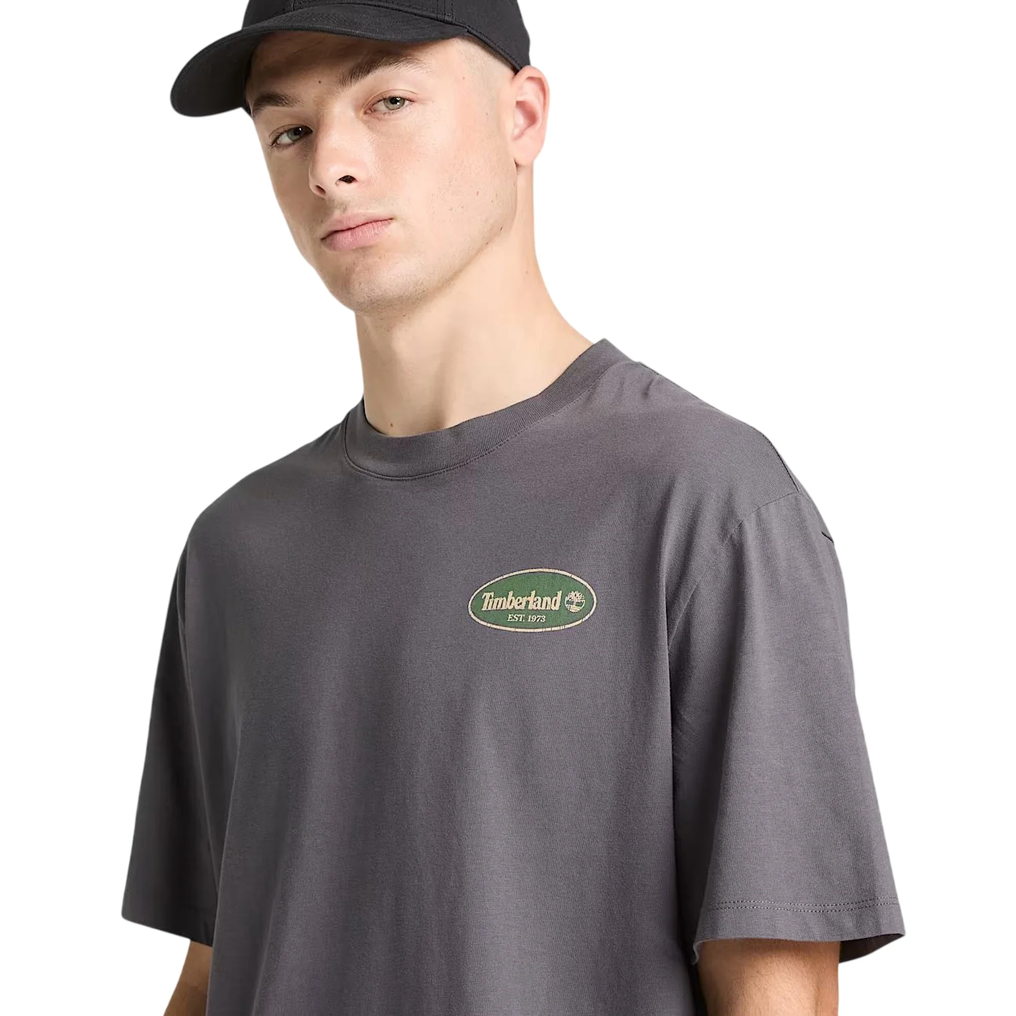 TIMBERLAND T-Shirt Grafica Gas Station Grigia Uomo - Image 4