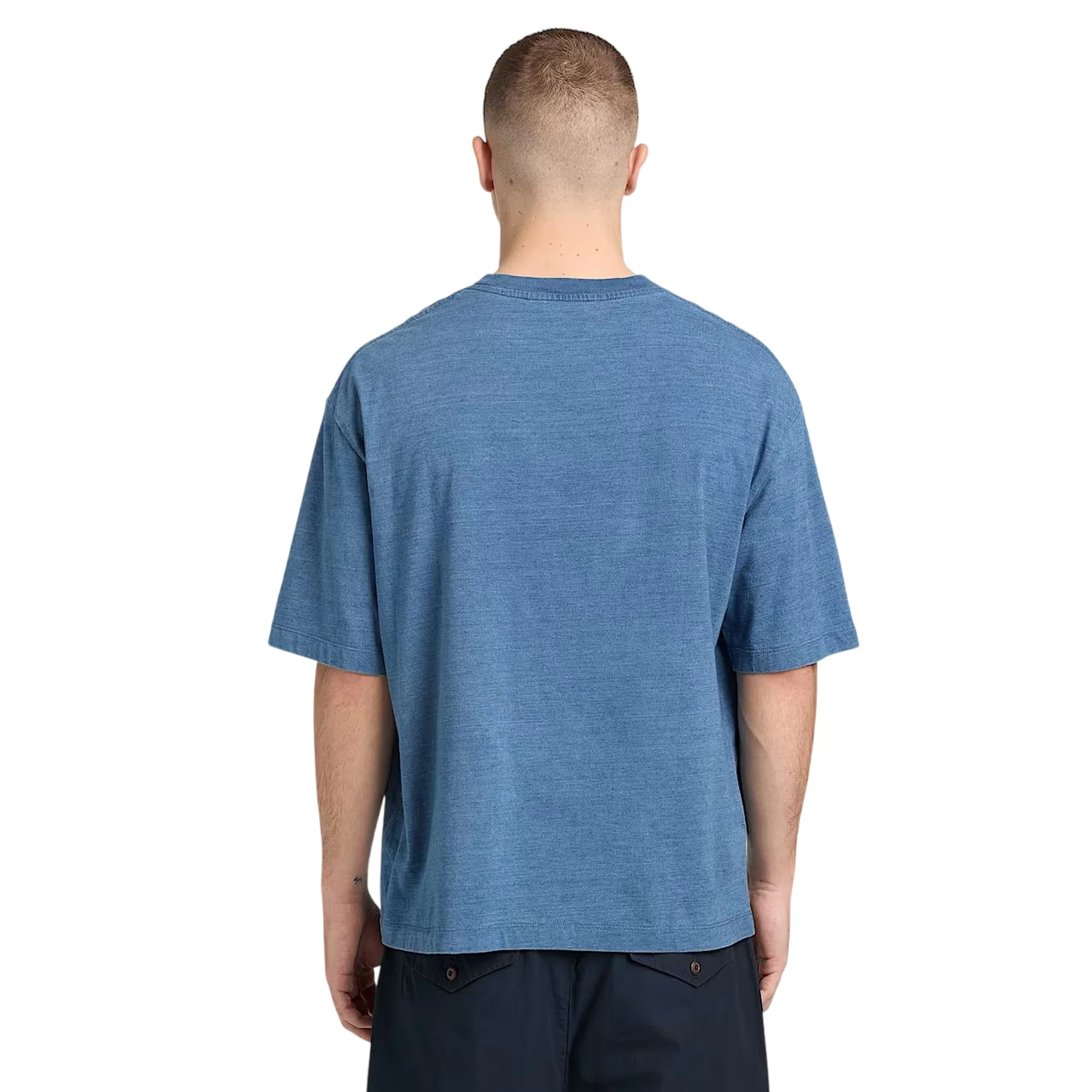 T-shirt Indigo da uomo in blu chiaro con logo ricamato - Image 3