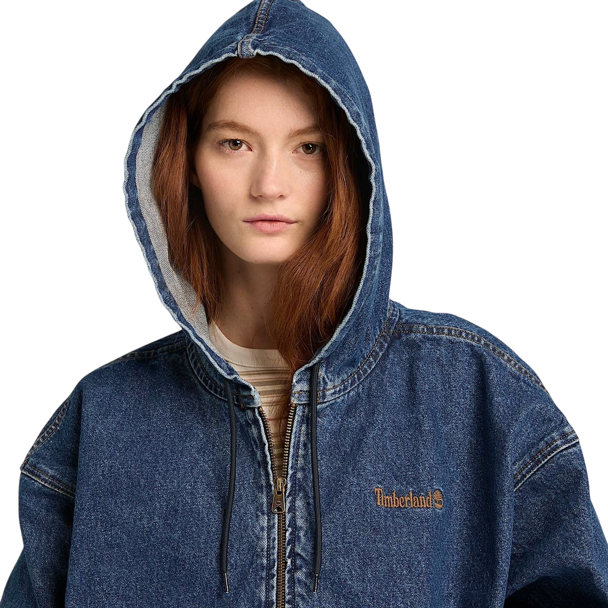 Bomber Denim con Cappuccio e Zip All Gender blu - Image 4