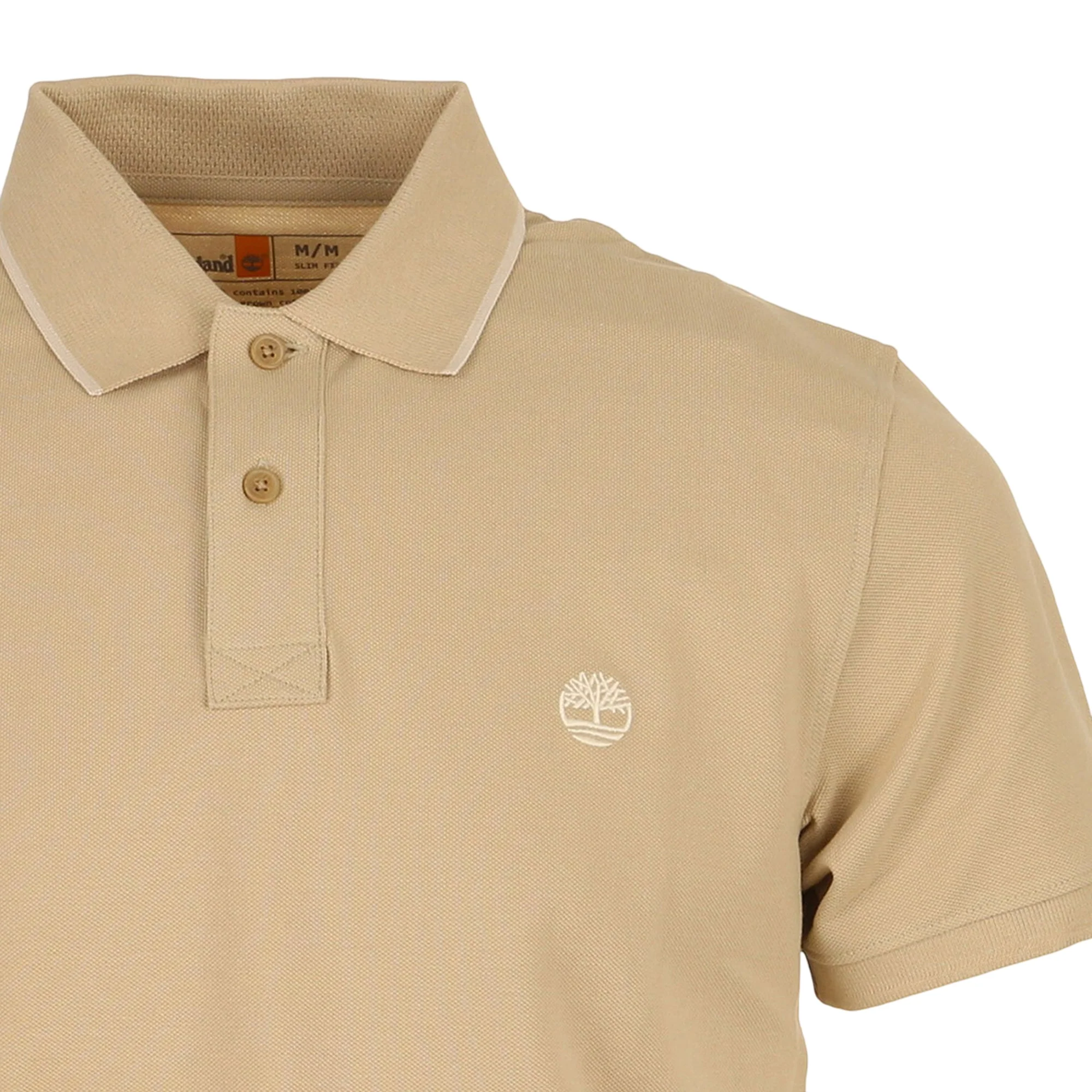 Polo regular in cotone da uomo con logo in beige - Image 3