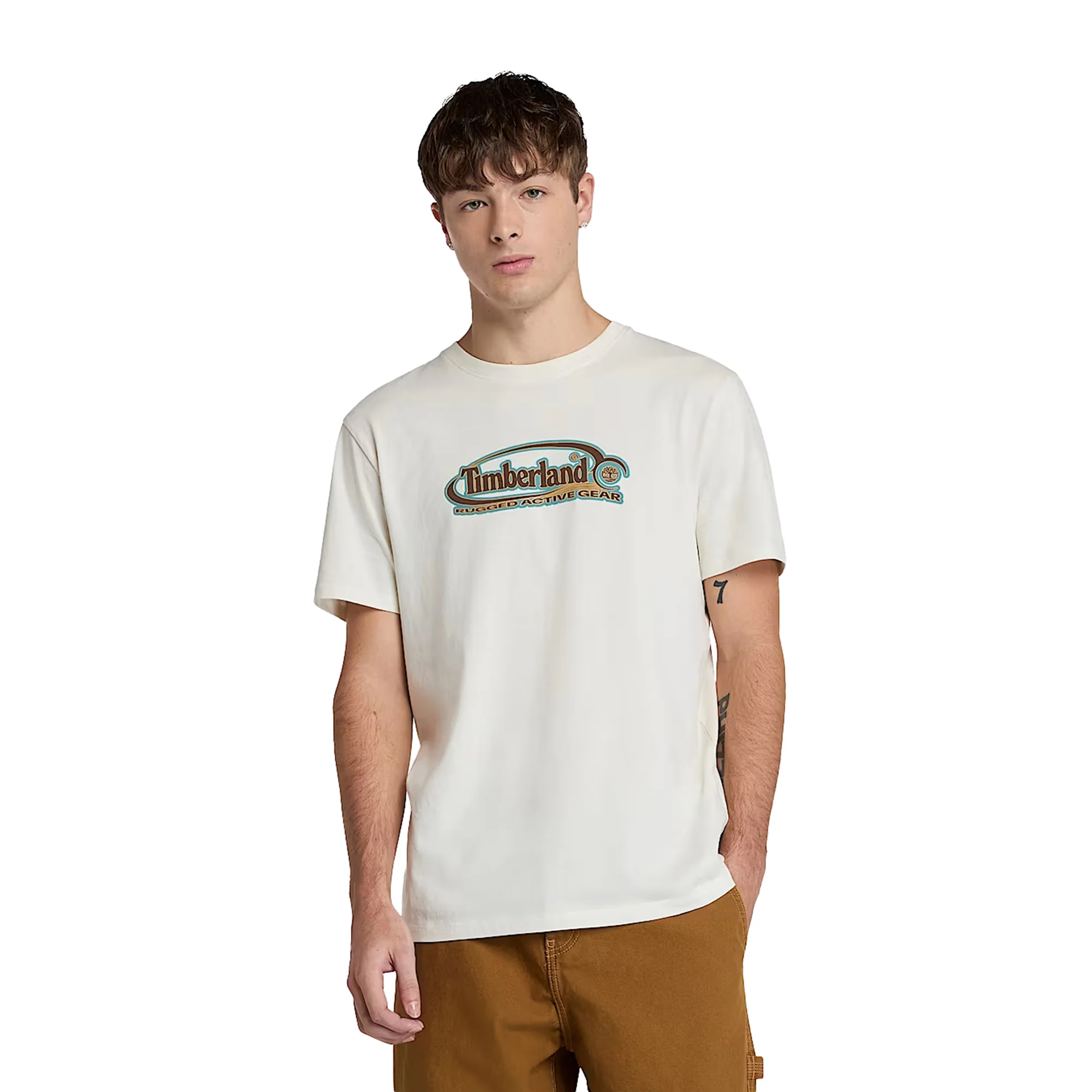 T-shirt Uomo Bianco con Logo Ovale Grande - Image 2