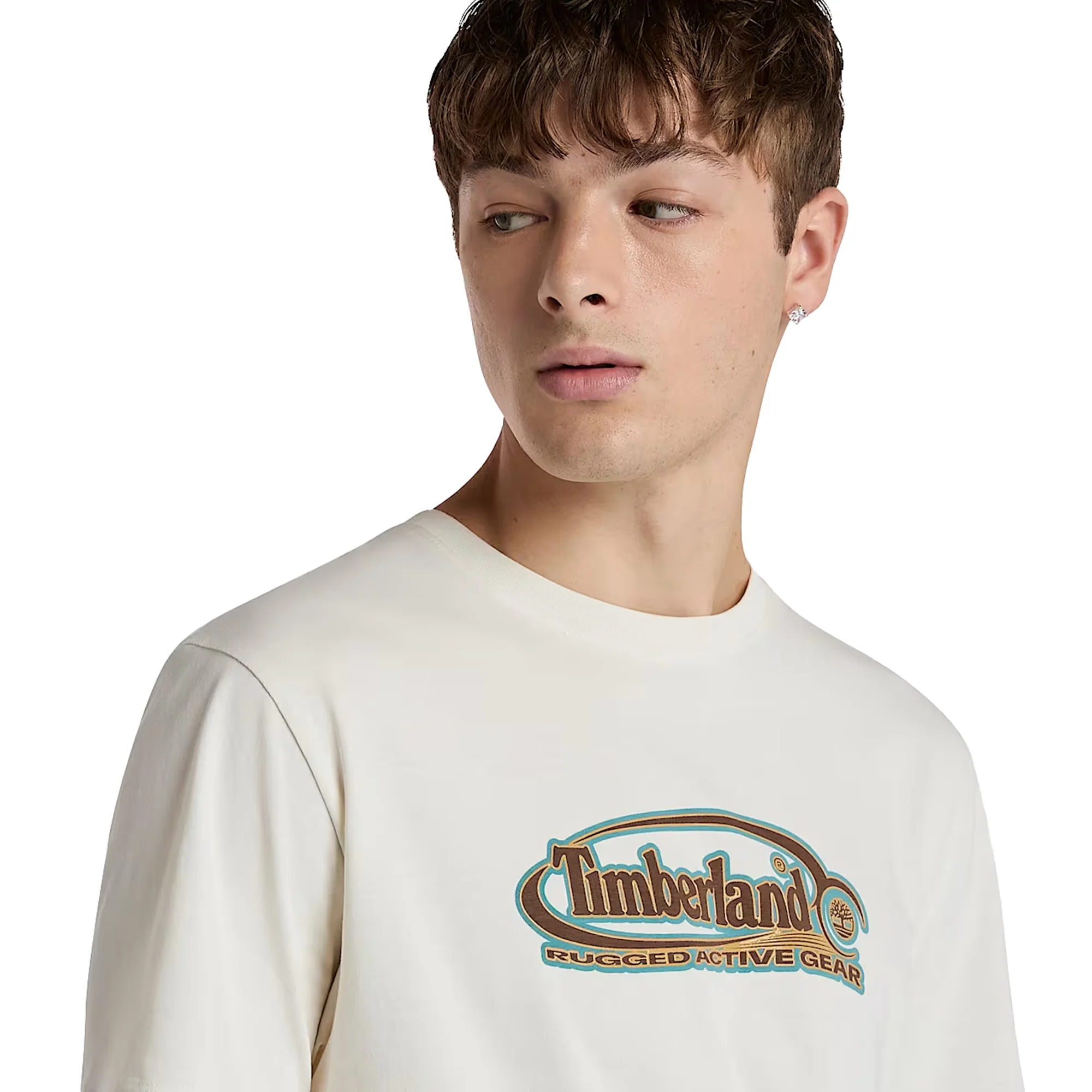 T-shirt Uomo Bianco con Logo Ovale Grande - Image 4