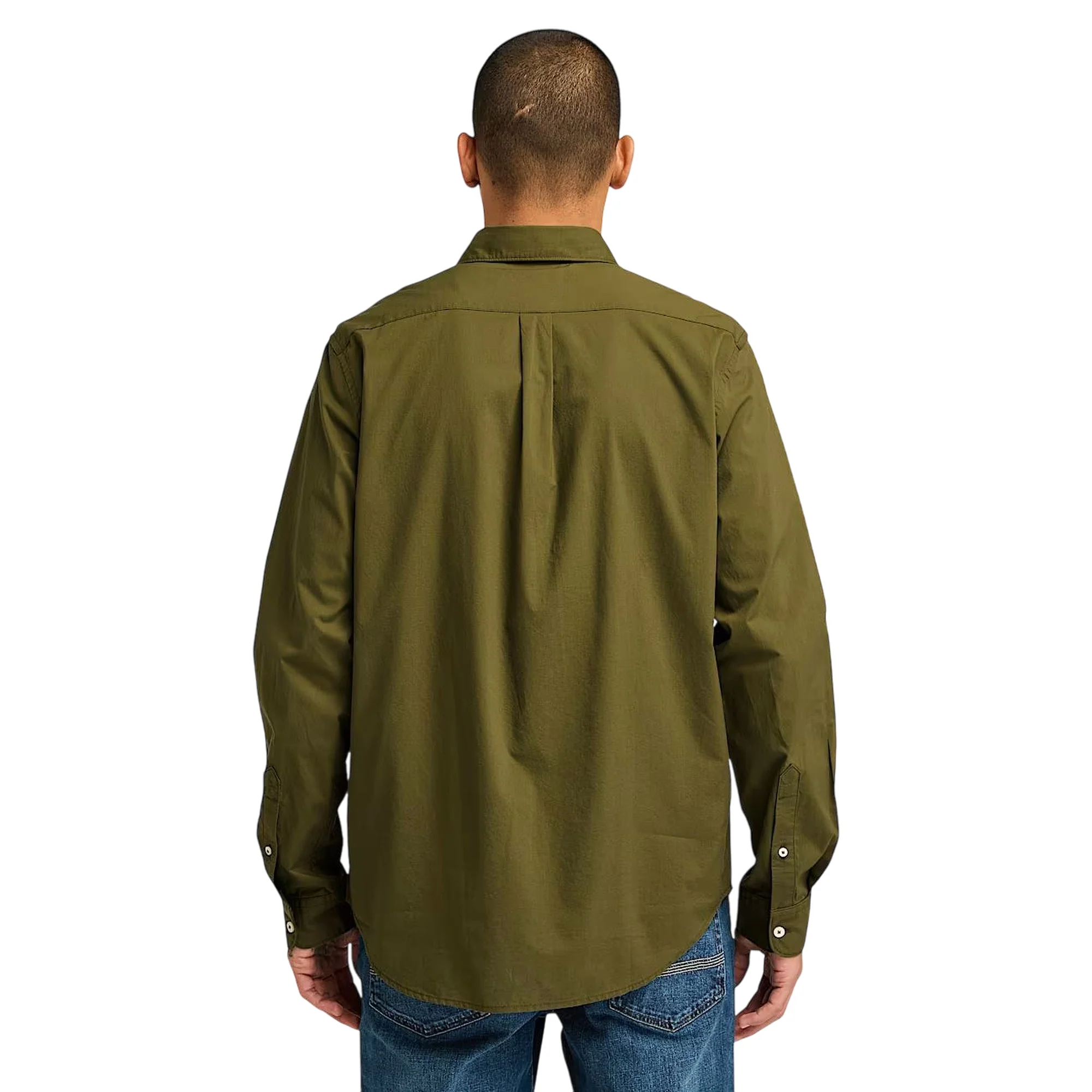 Camicia Uomo in Popeline elasticizzato Verde scuro - Image 3