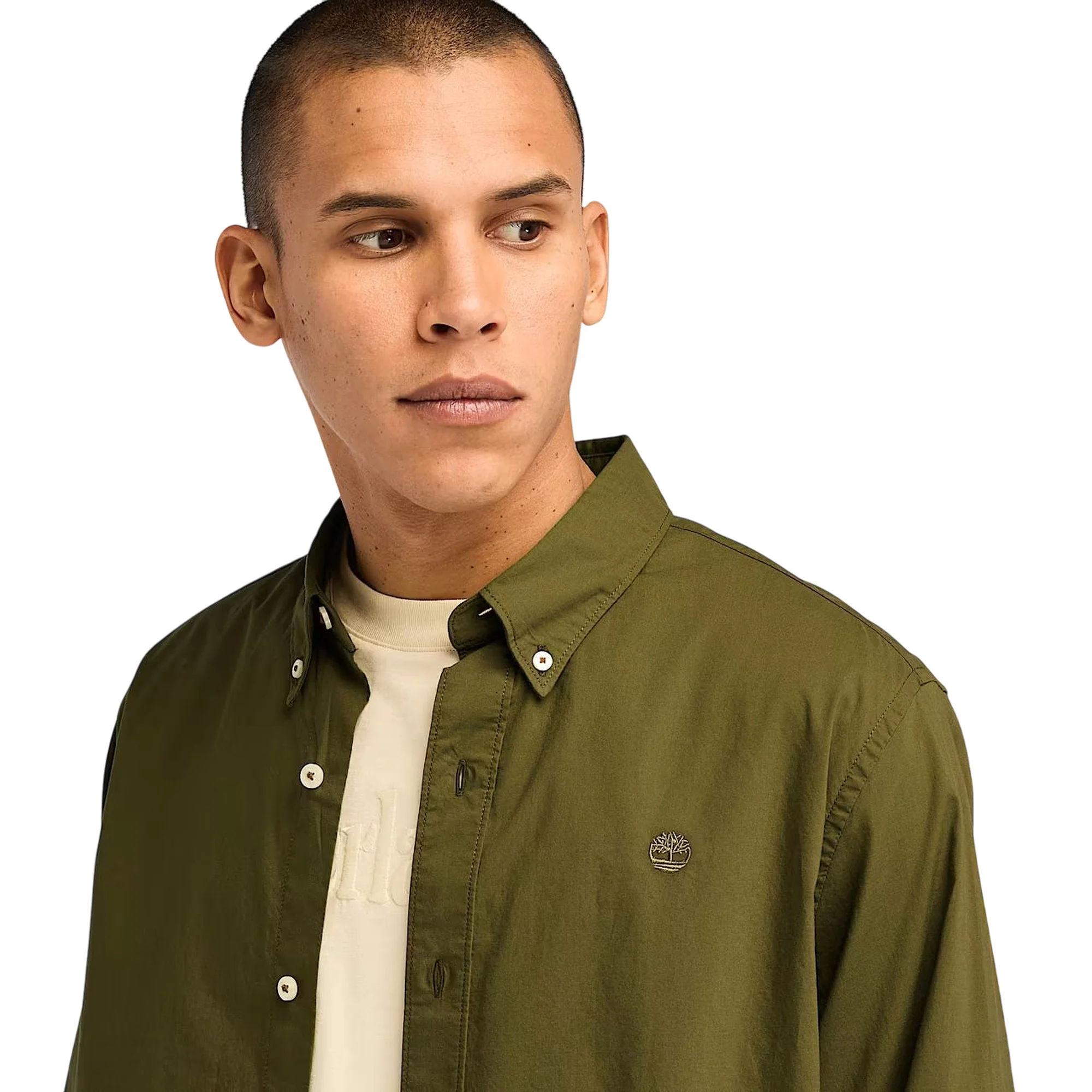 Camicia Uomo in Popeline elasticizzato Verde scuro - Image 5