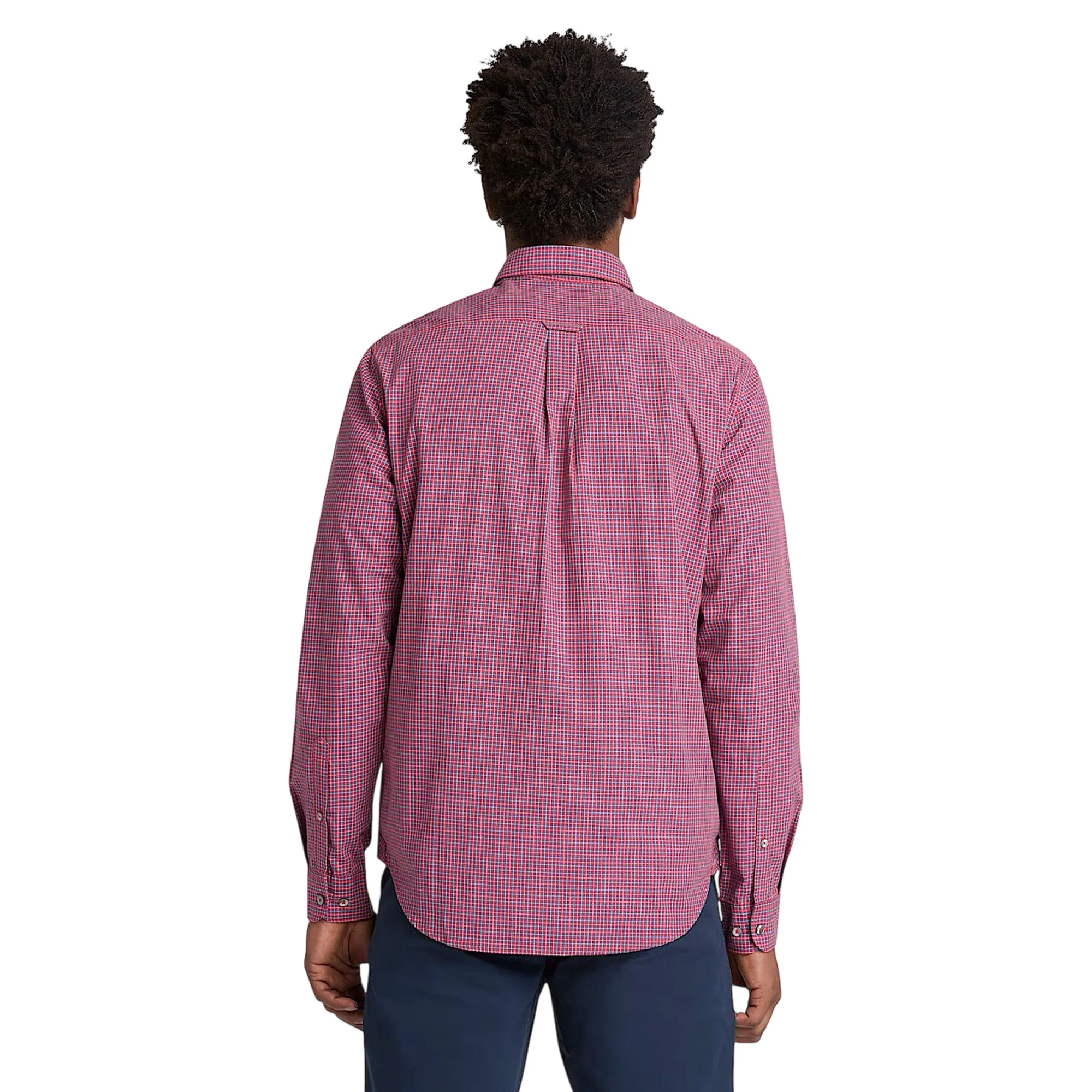 Camicia in cotone a micro quadri da uomo in rosso - Image 3