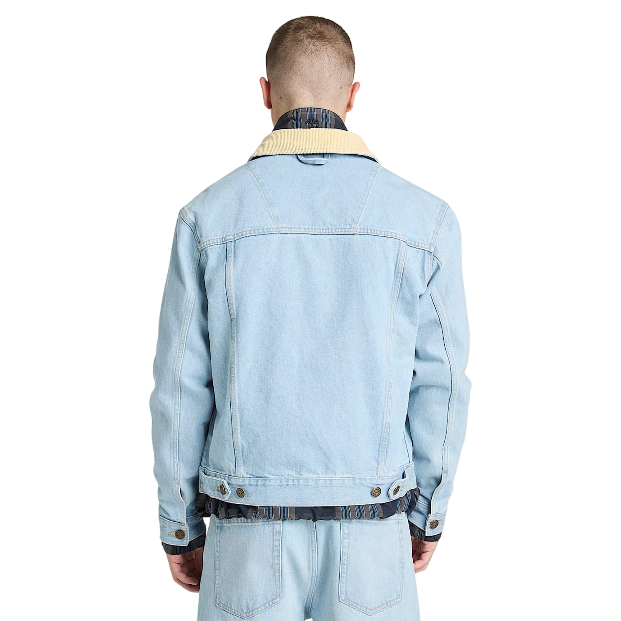 Giacca in denim Unisex con colletto in velluto a coste - Image 5