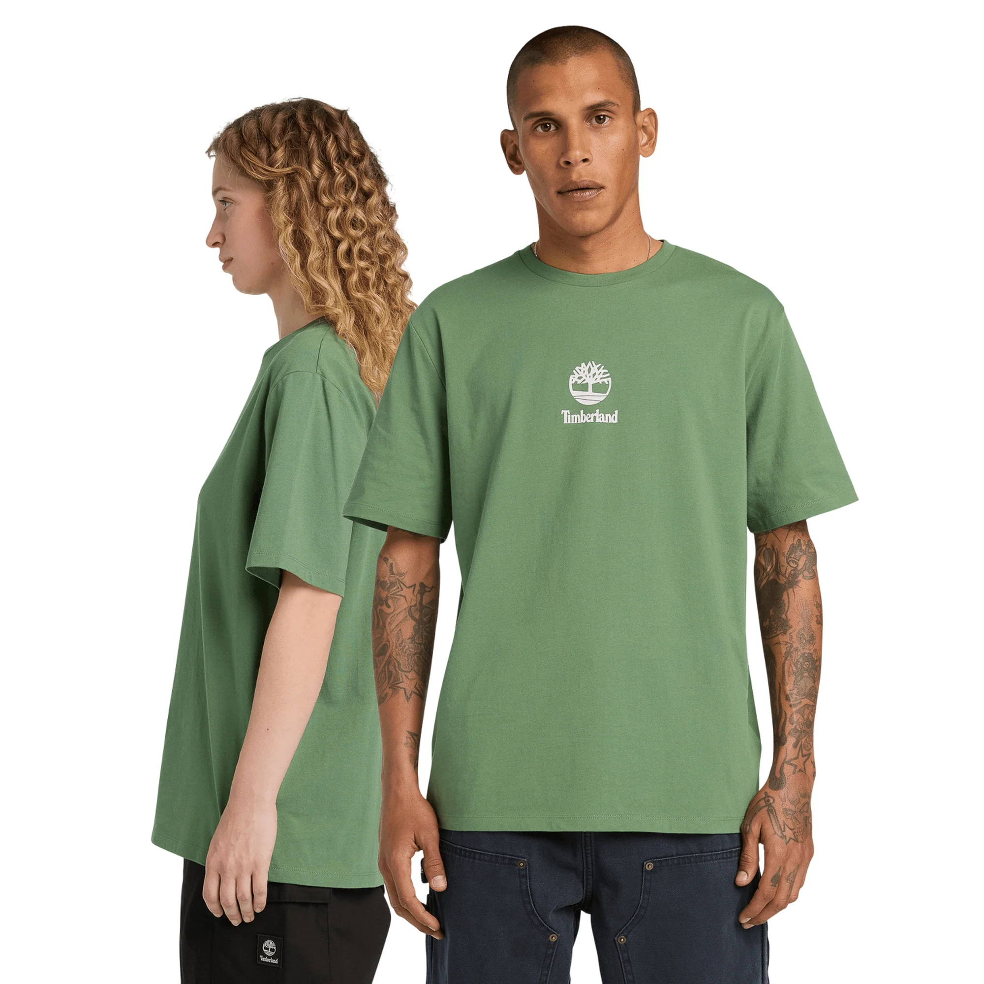 T-shirt Unisex Verde con logo Stack - Image 2