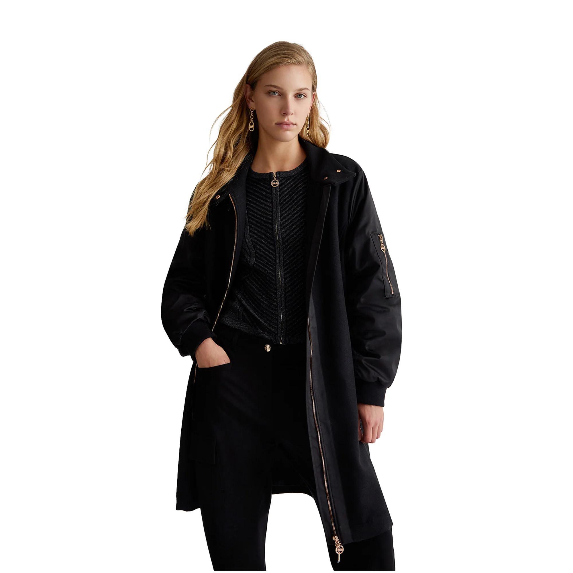 Cappotto Donna in lana e nylon Nero - Image 2