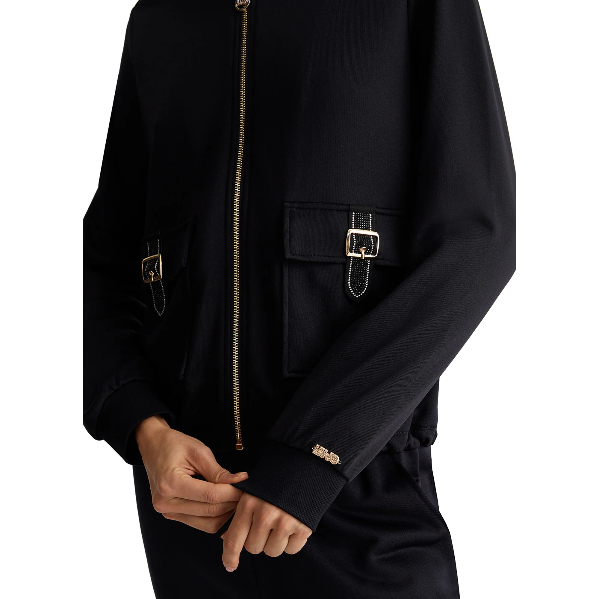 Felpa aperta con zip Nera - Image 6