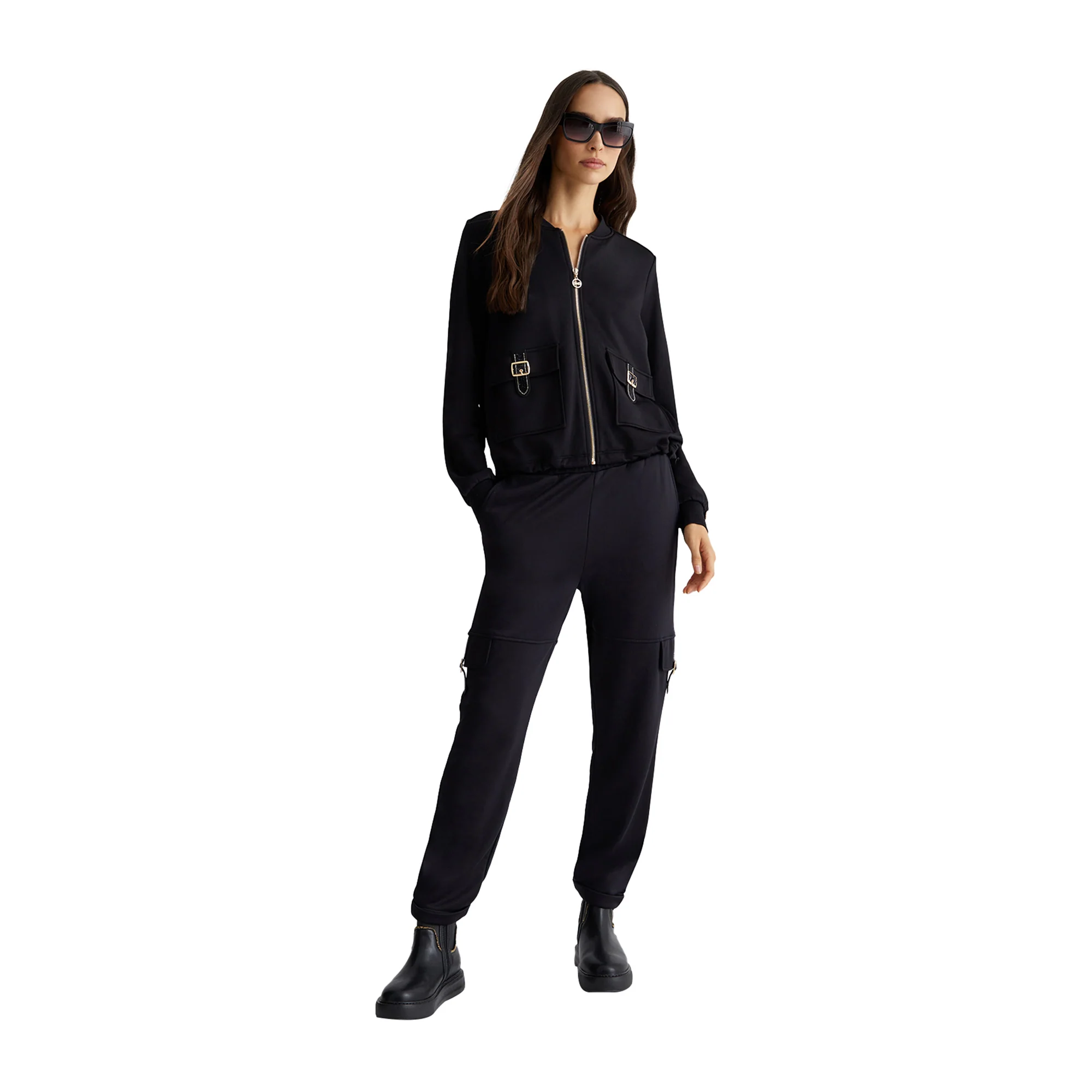 Felpa aperta con zip Nera - Image 7