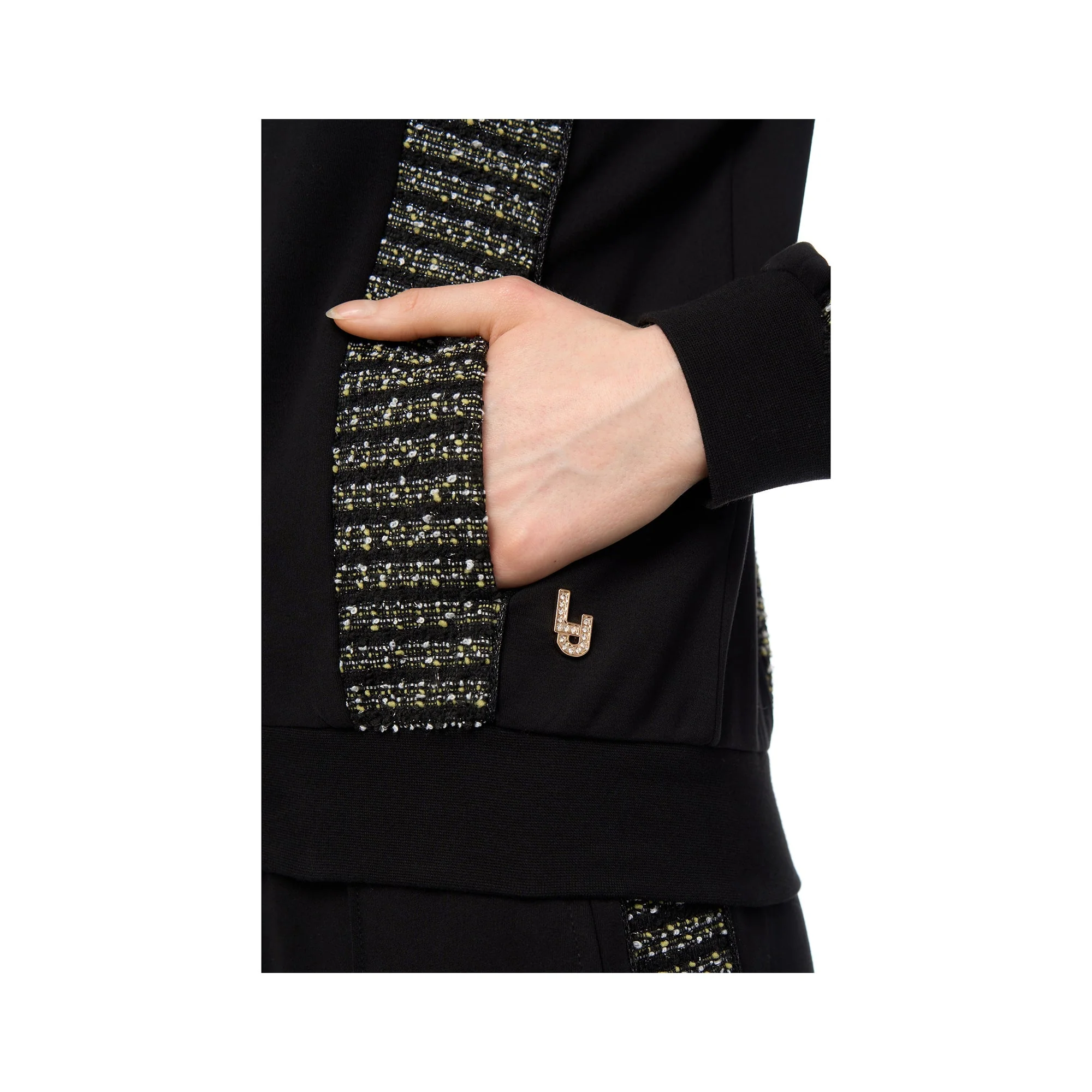 Felpa Donna inserti in lurex con zip - Image 2